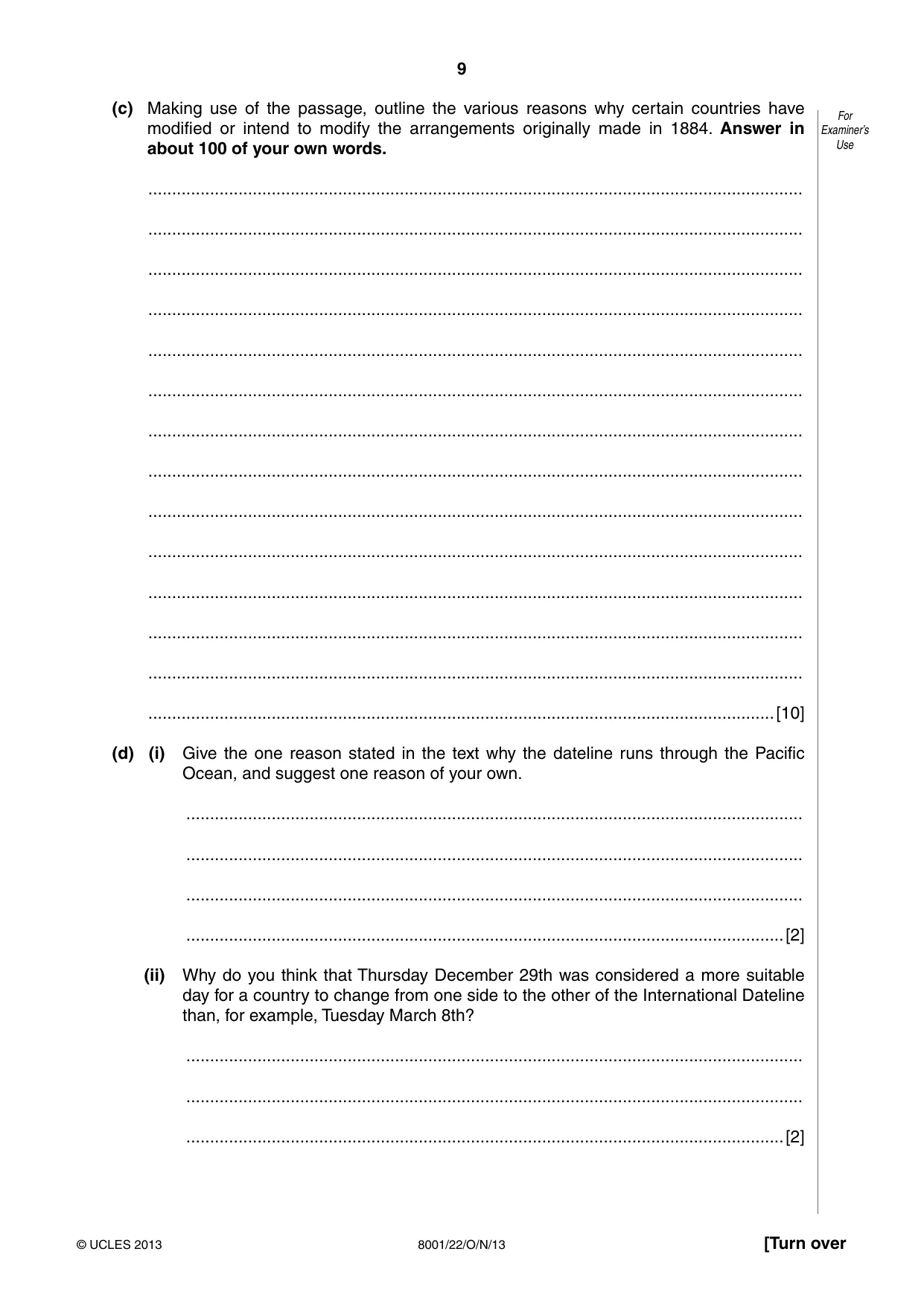 Cambridge A Level General Paper (AS Level only) 8001 2013 Oct/Nov Paper 2 · Variant 2 question paper, page 9 of 12