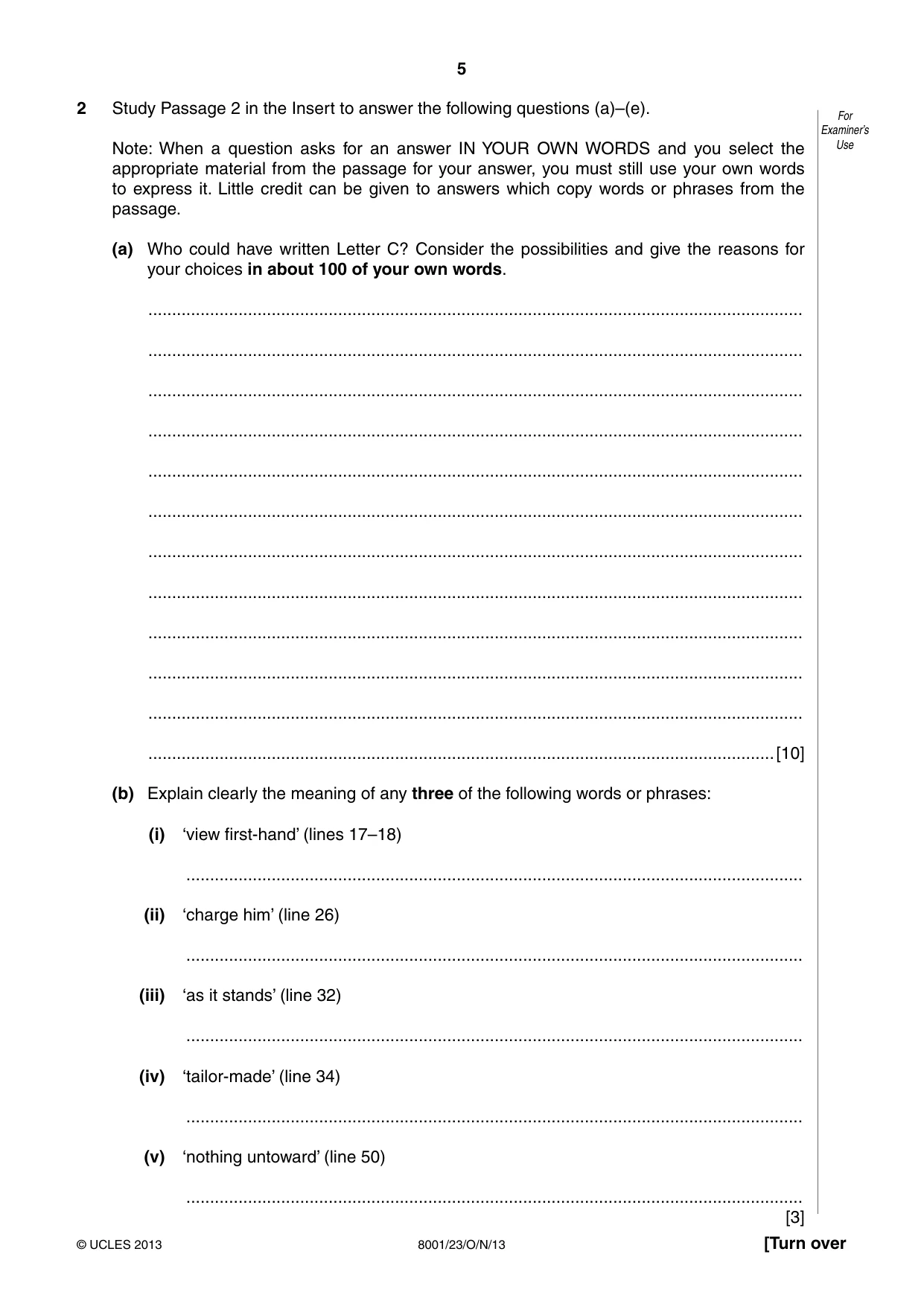 Cambridge A Level General Paper (AS Level only) 8001 2013 Oct/Nov Paper 2 · Variant 3 question paper, page 5 of 12