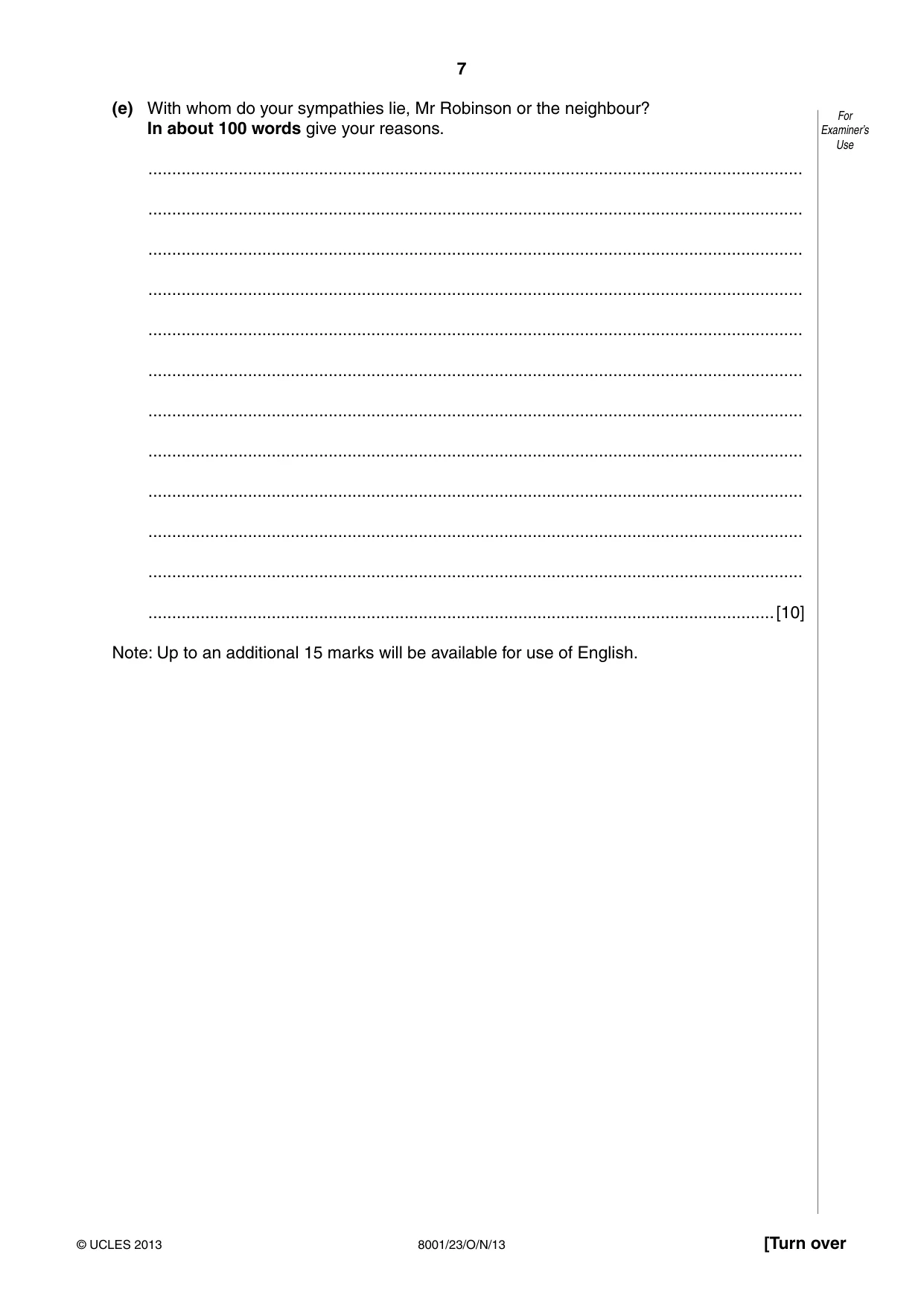 Cambridge A Level General Paper (AS Level only) 8001 2013 Oct/Nov Paper 2 · Variant 3 question paper, page 7 of 12
