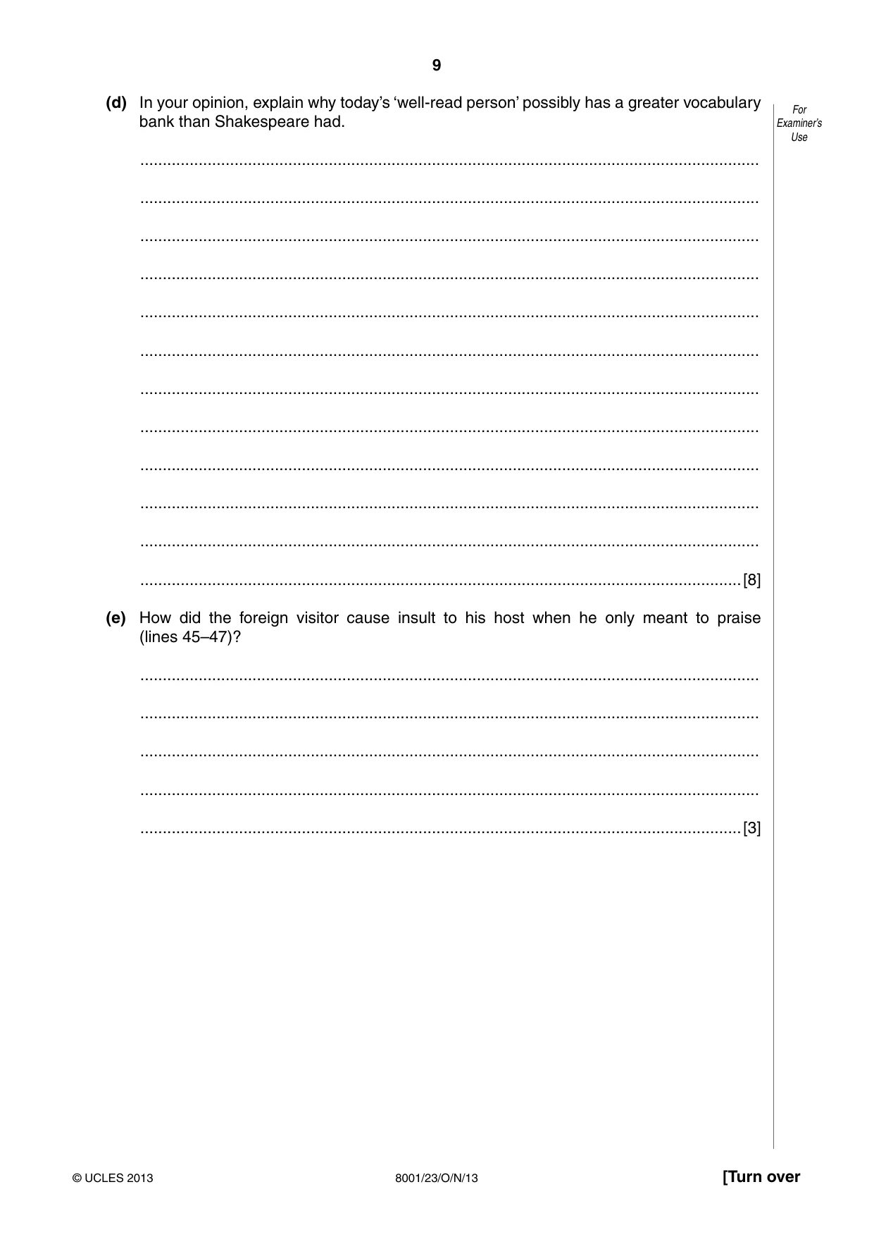 Cambridge A Level General Paper (AS Level only) 8001 2013 Oct/Nov Paper 2 · Variant 3 question paper, page 9 of 12
