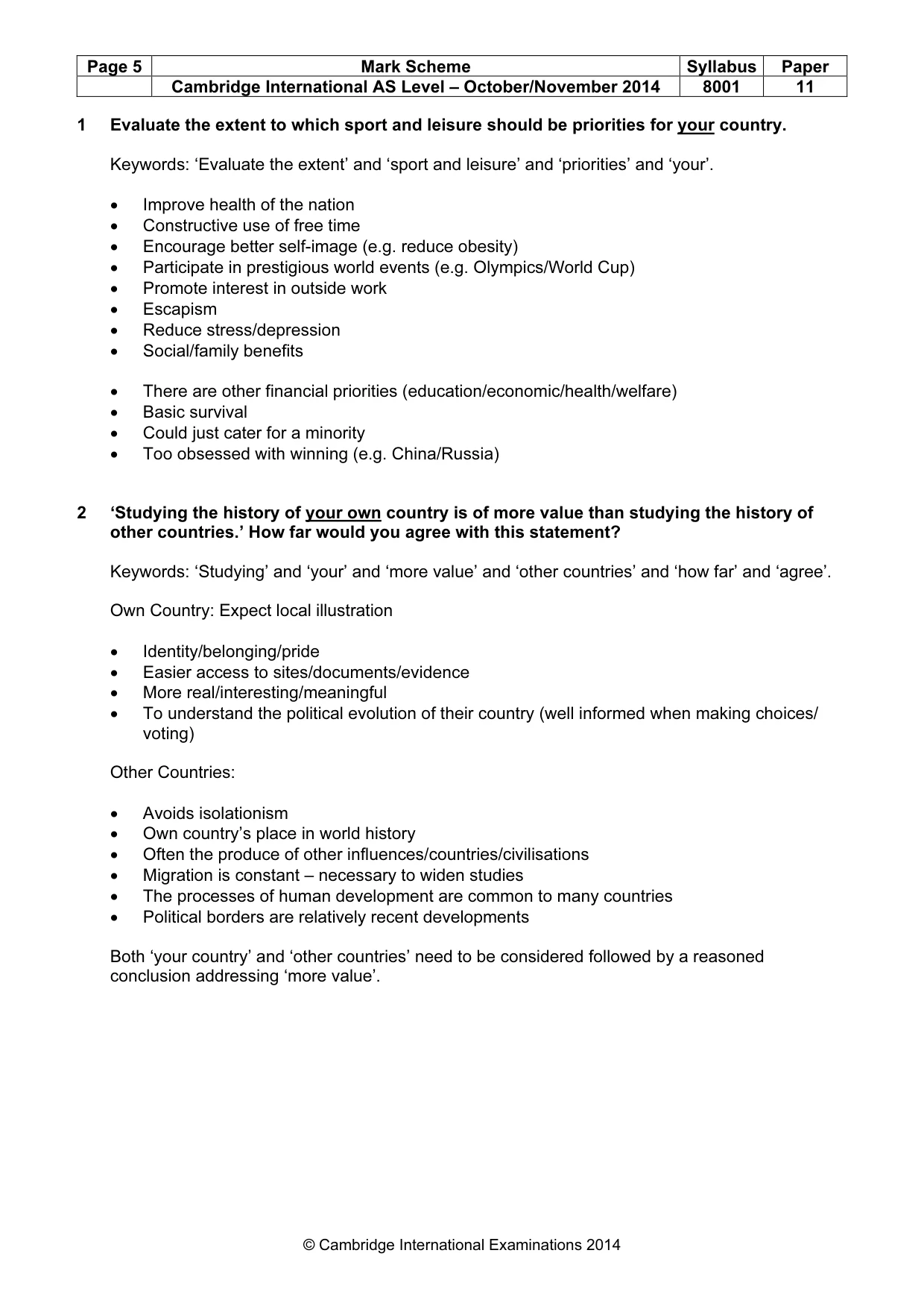 Mark scheme, page 5 of 9