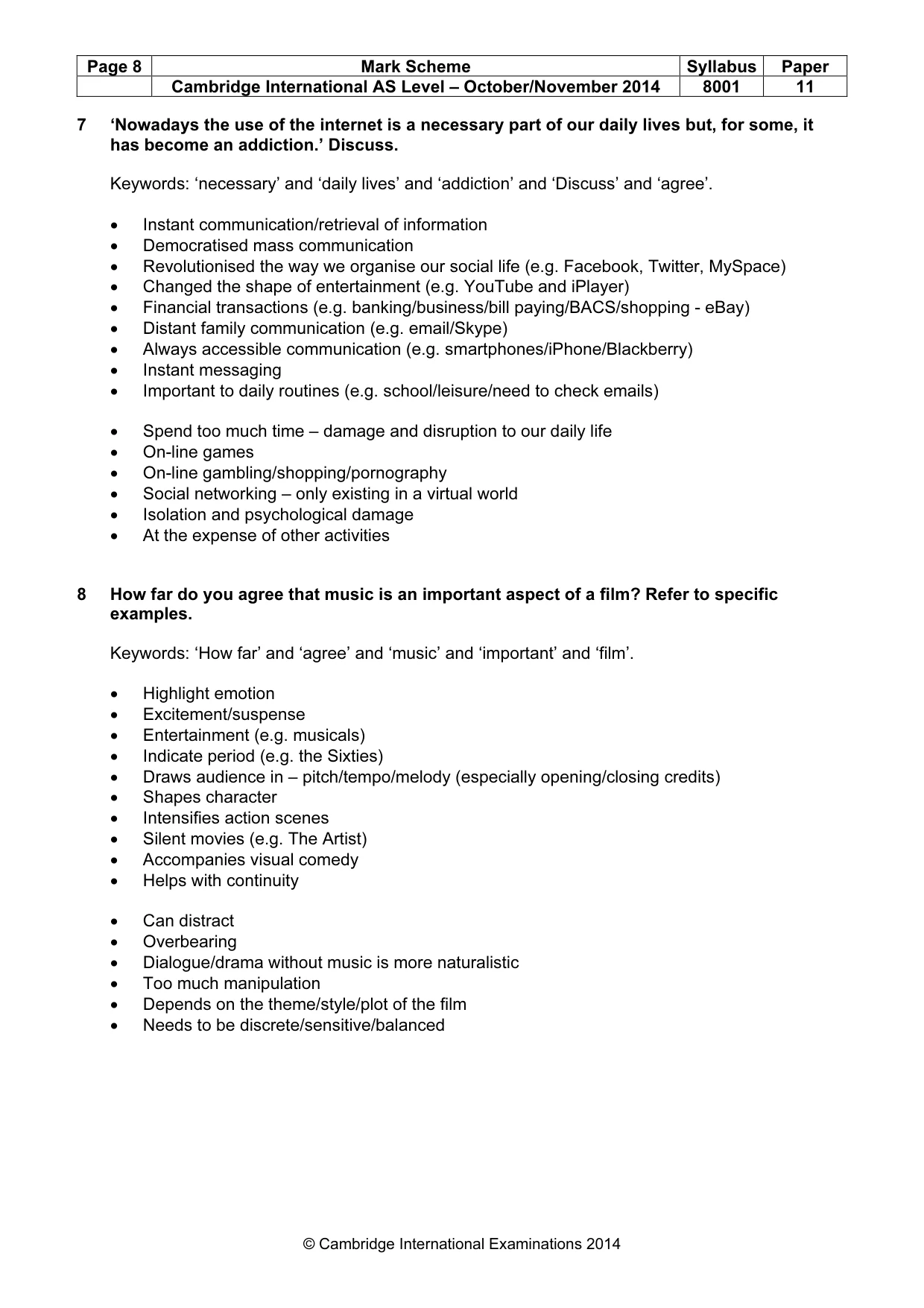 Mark scheme, page 8 of 9