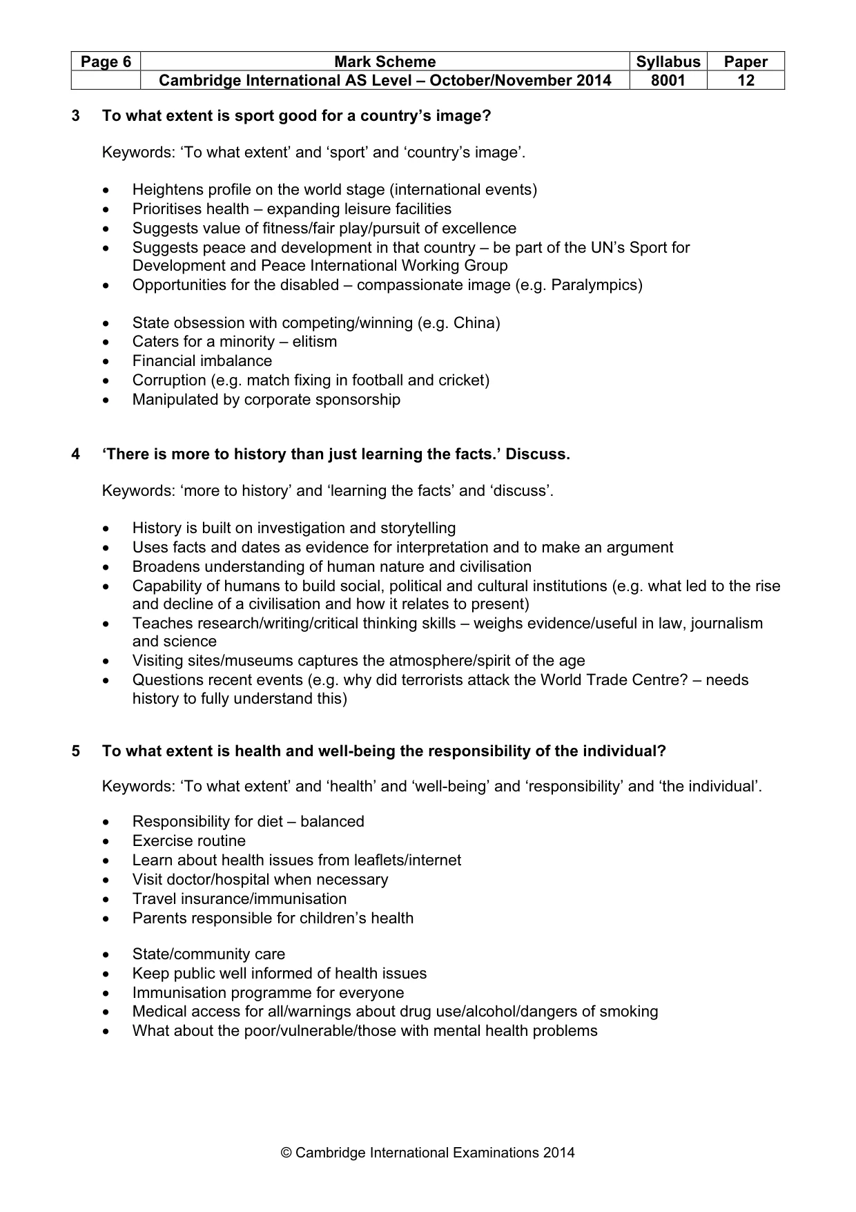 Mark scheme, page 6 of 8