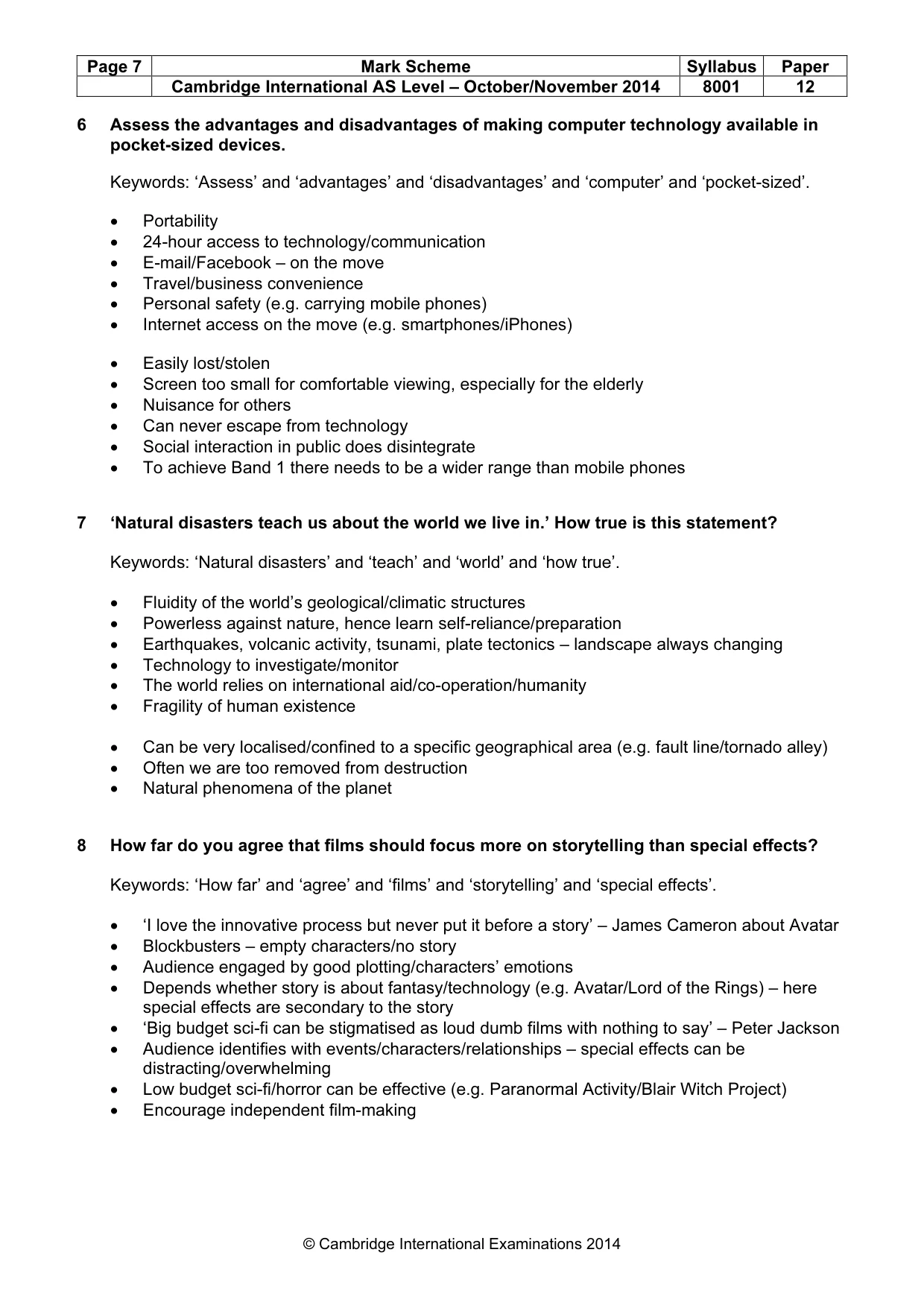 Mark scheme, page 7 of 8