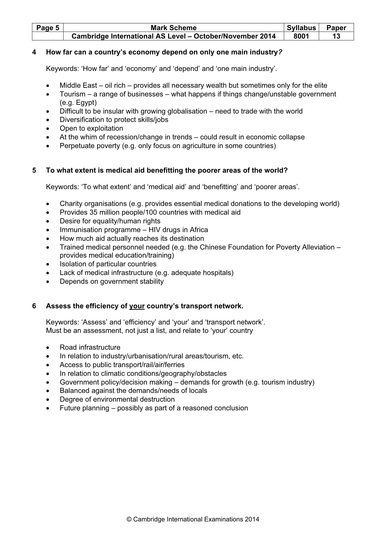 Mark scheme, page 5 of 7
