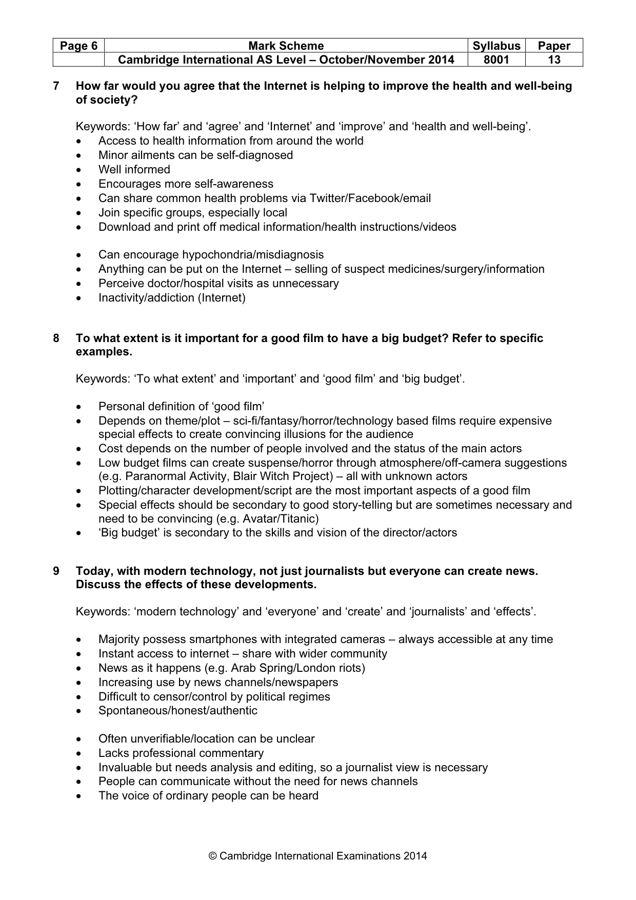 Mark scheme, page 6 of 7