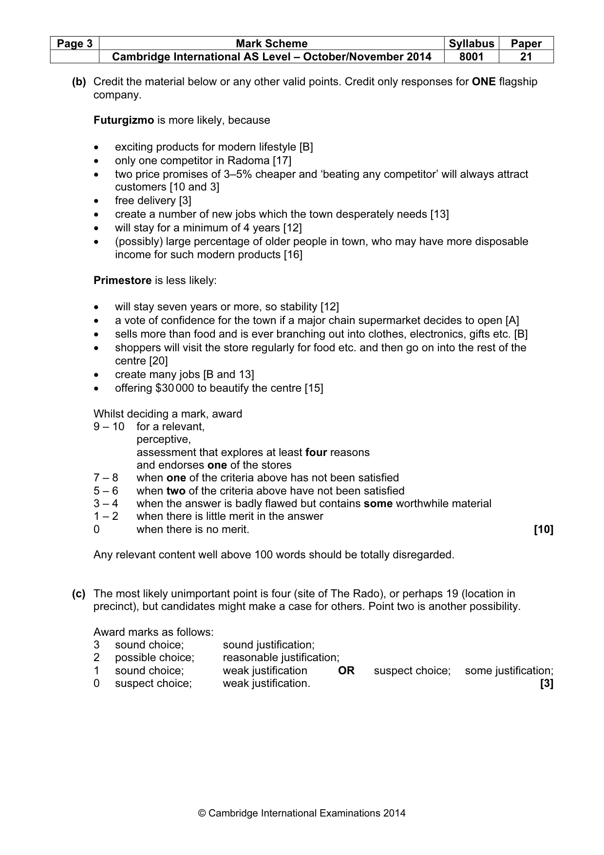 Mark scheme, page 3 of 7