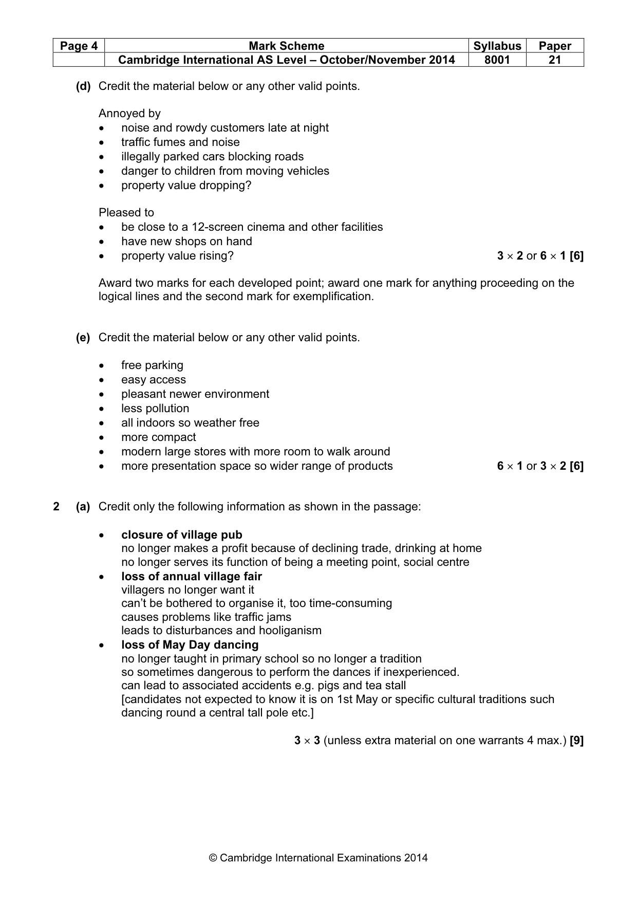 Mark scheme, page 4 of 7