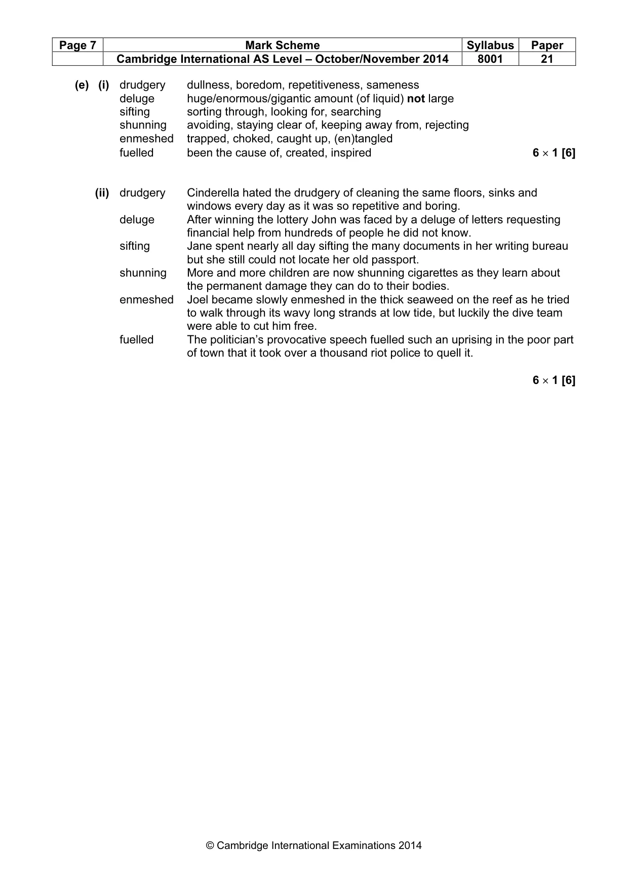 Mark scheme, page 7 of 7
