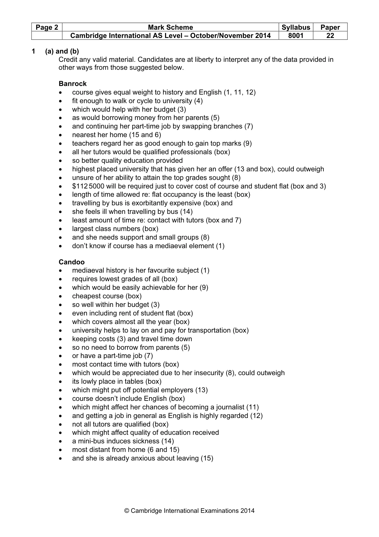 Mark scheme, page 2 of 9
