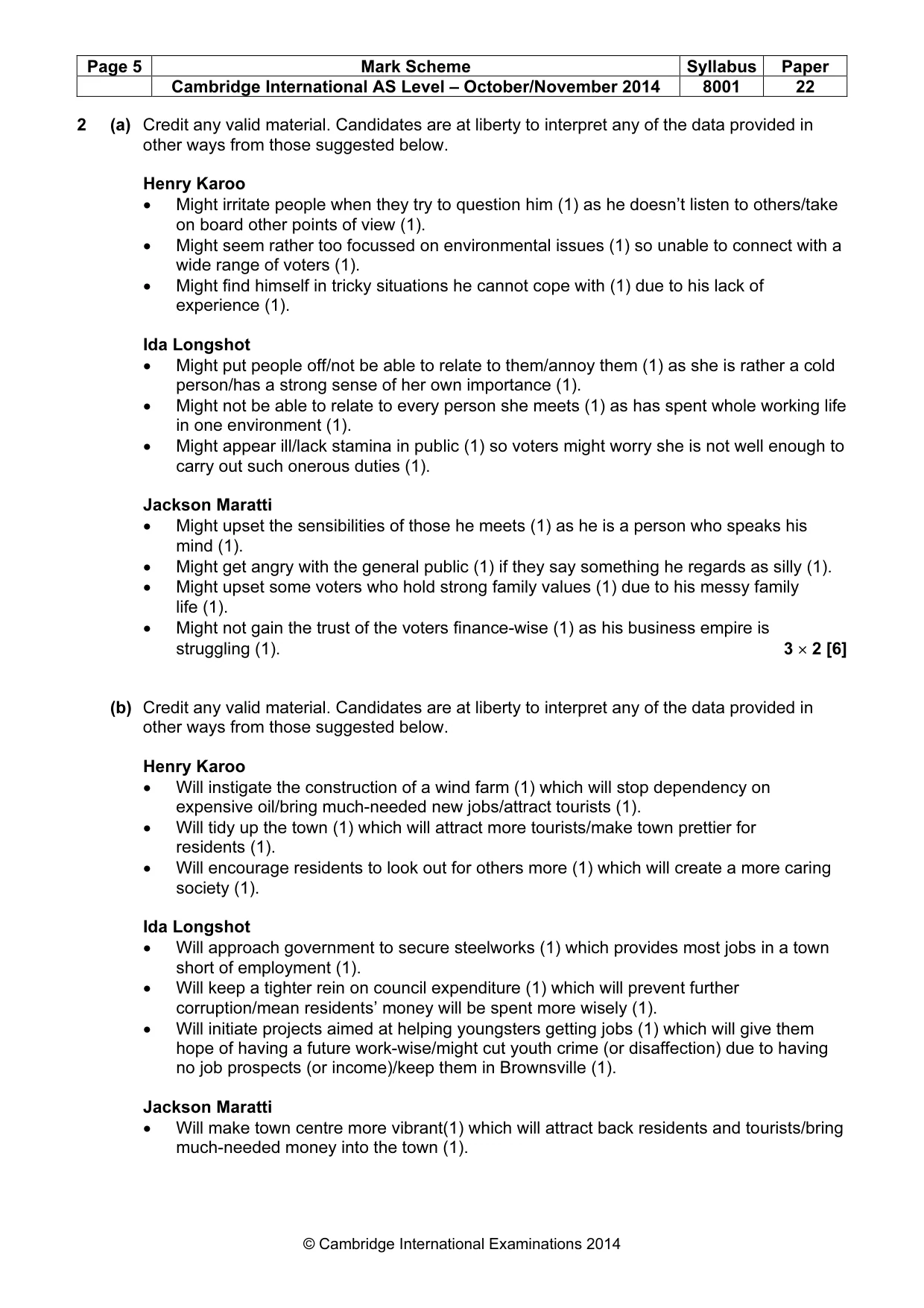 Mark scheme, page 5 of 9