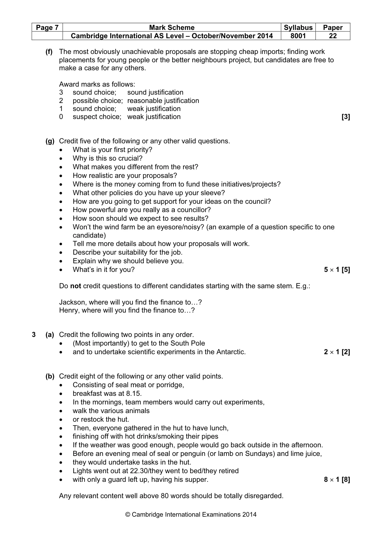 Mark scheme, page 7 of 9