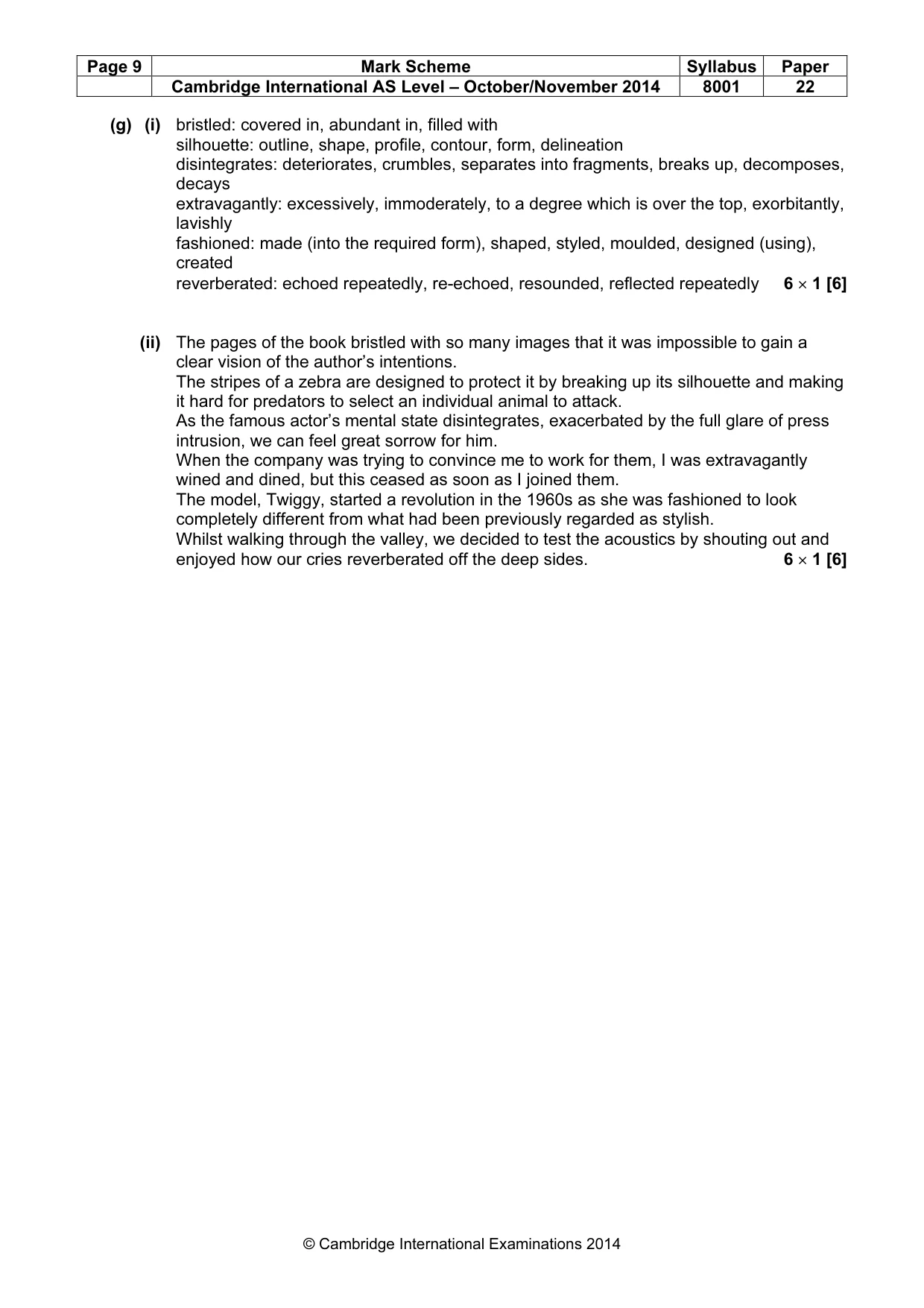 Mark scheme, page 9 of 9