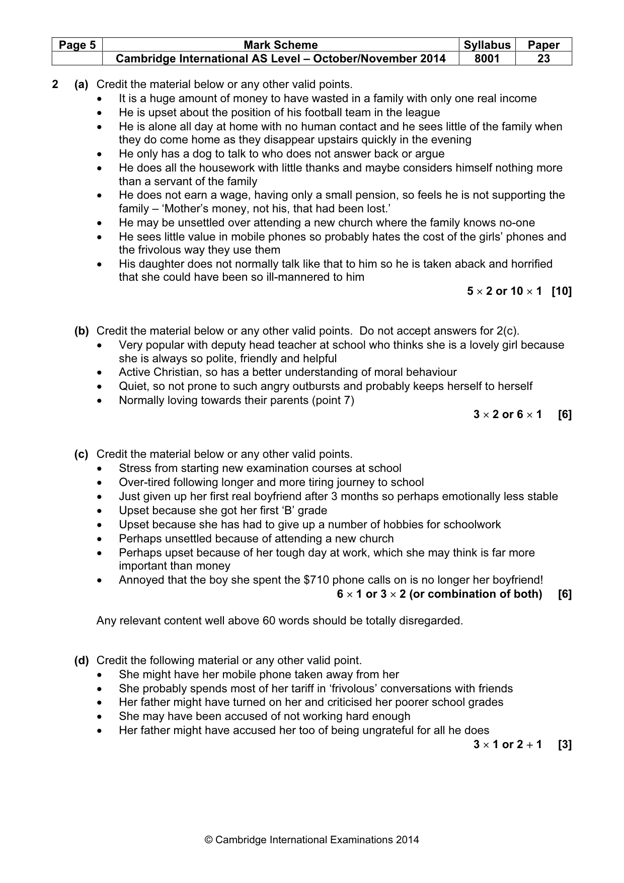 Mark scheme, page 5 of 8