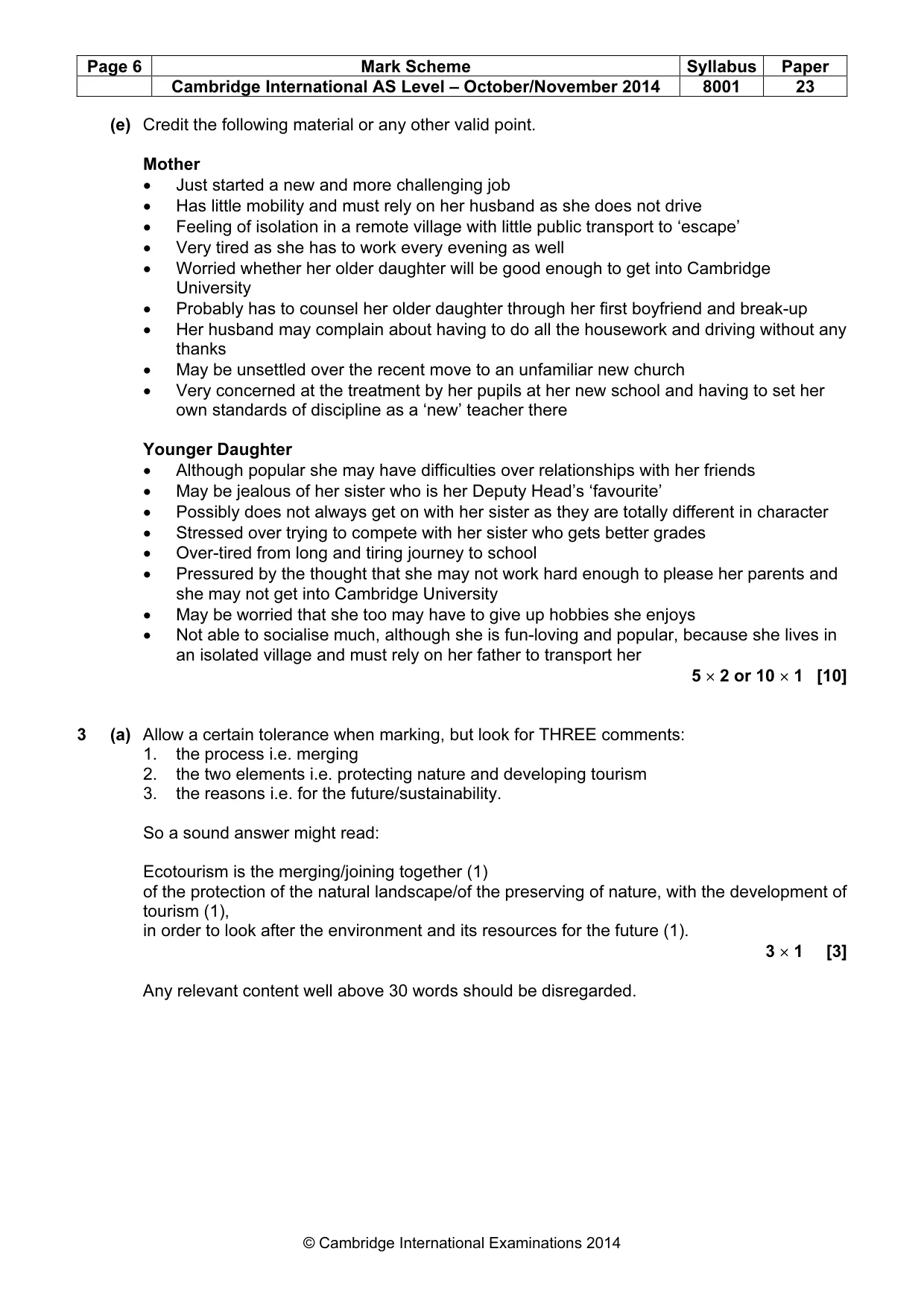 Mark scheme, page 6 of 8