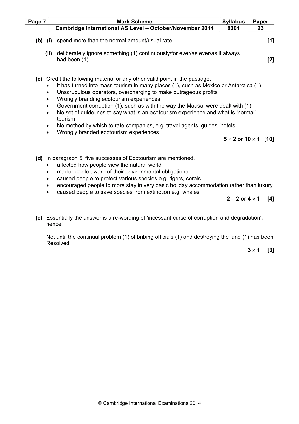 Mark scheme, page 7 of 8