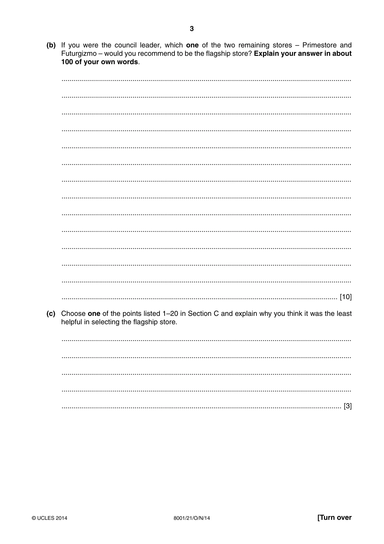 Cambridge A Level General Paper (AS Level only) 8001 2014 Oct/Nov Paper 2 · Variant 1 question paper, page 3 of 12