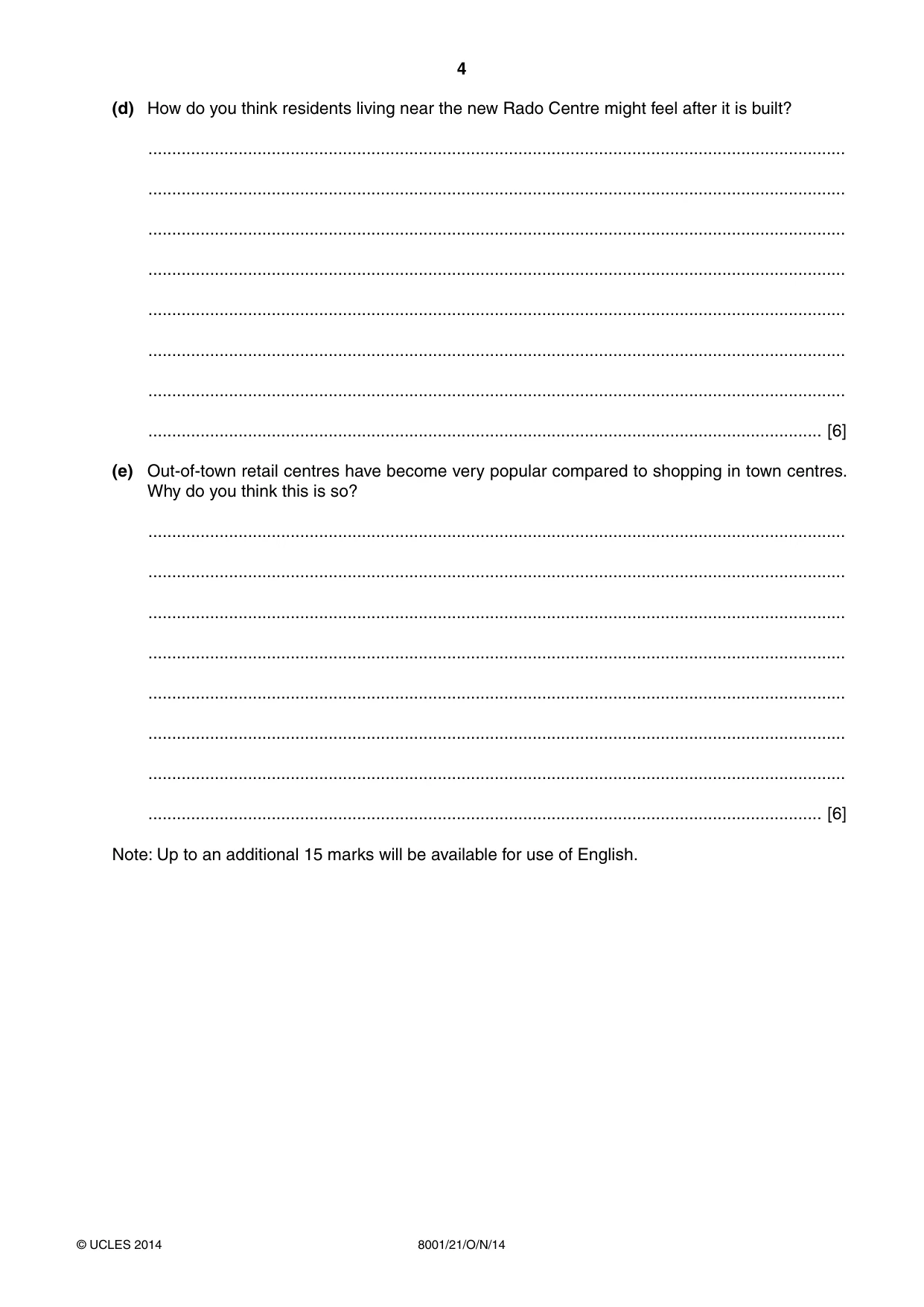 Cambridge A Level General Paper (AS Level only) 8001 2014 Oct/Nov Paper 2 · Variant 1 question paper, page 4 of 12