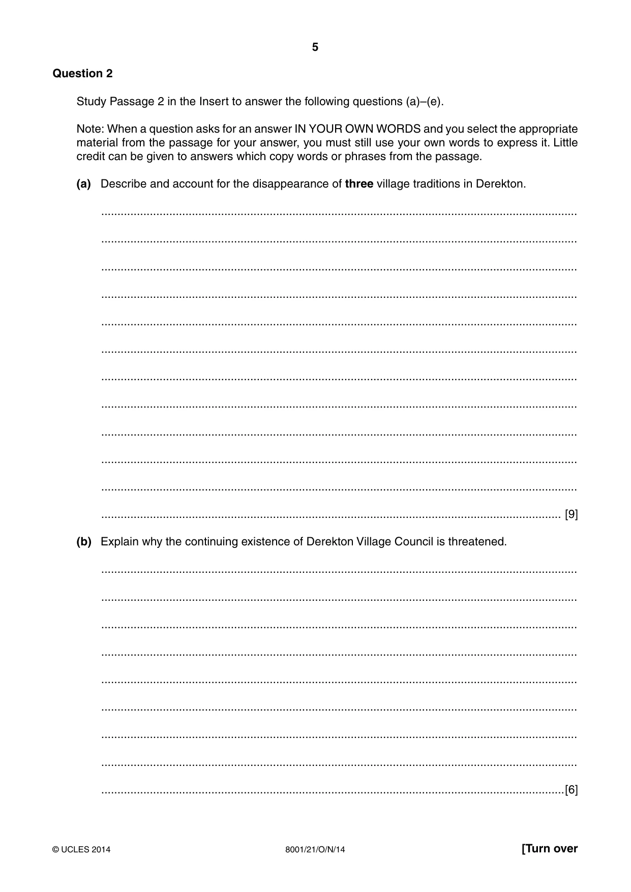 Cambridge A Level General Paper (AS Level only) 8001 2014 Oct/Nov Paper 2 · Variant 1 question paper, page 5 of 12
