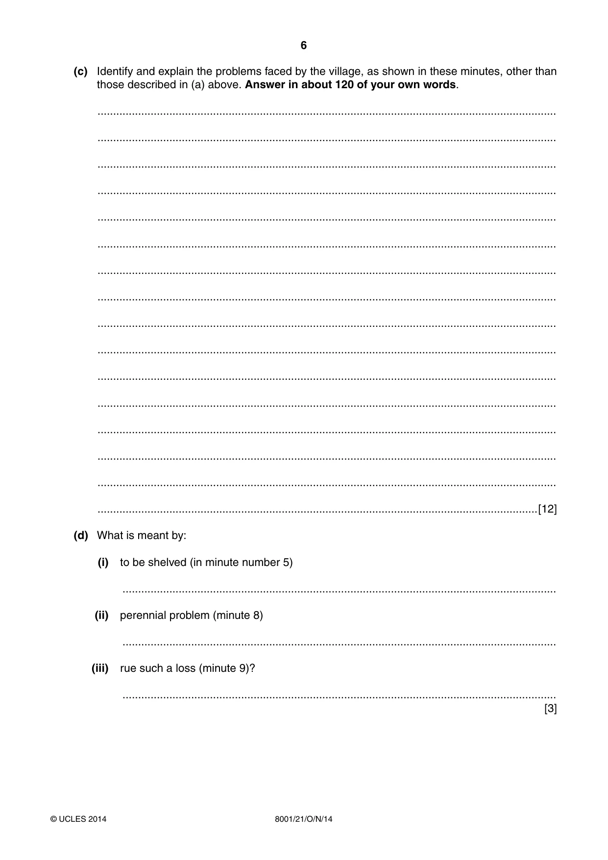 Cambridge A Level General Paper (AS Level only) 8001 2014 Oct/Nov Paper 2 · Variant 1 question paper, page 6 of 12