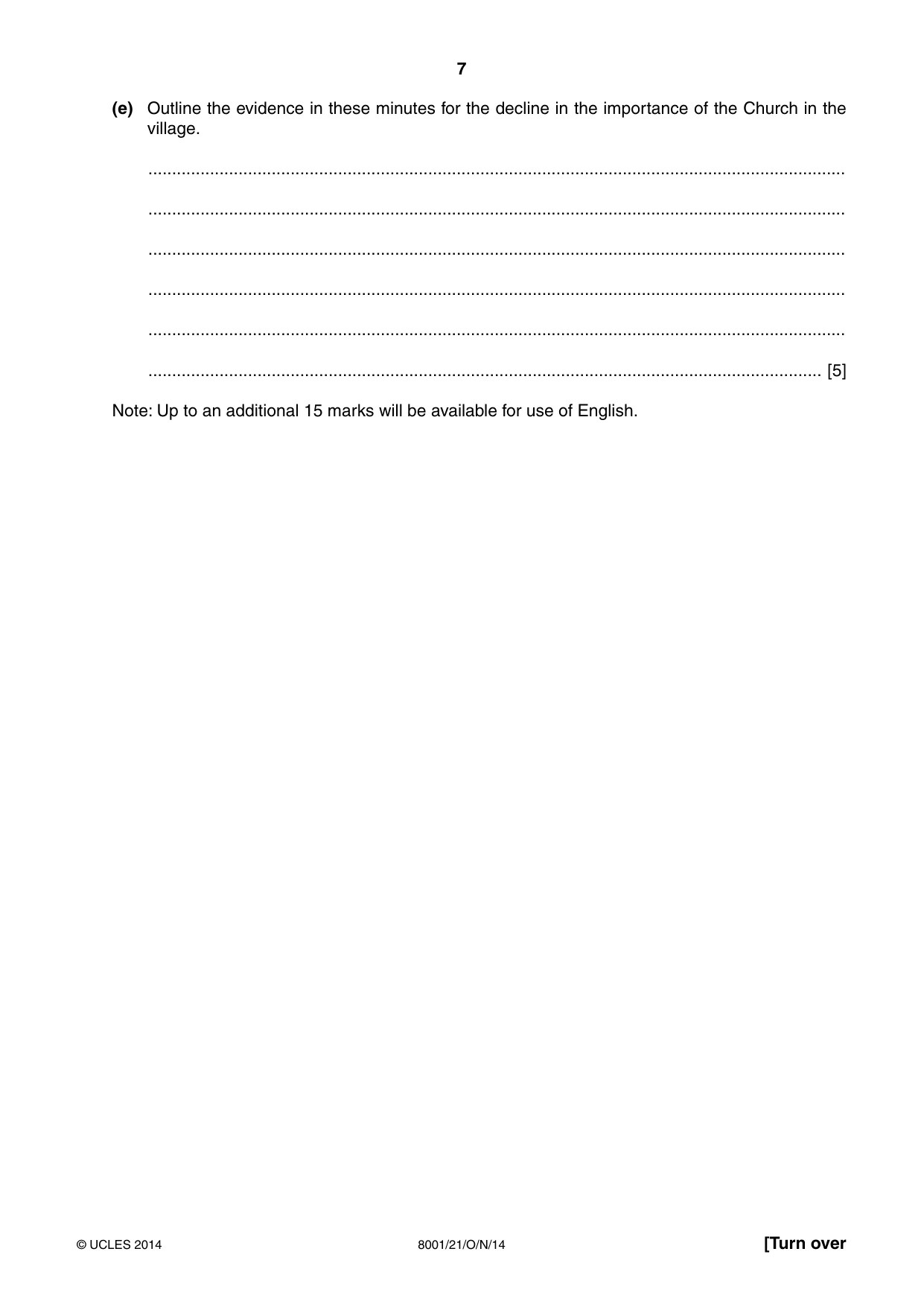 Cambridge A Level General Paper (AS Level only) 8001 2014 Oct/Nov Paper 2 · Variant 1 question paper, page 7 of 12