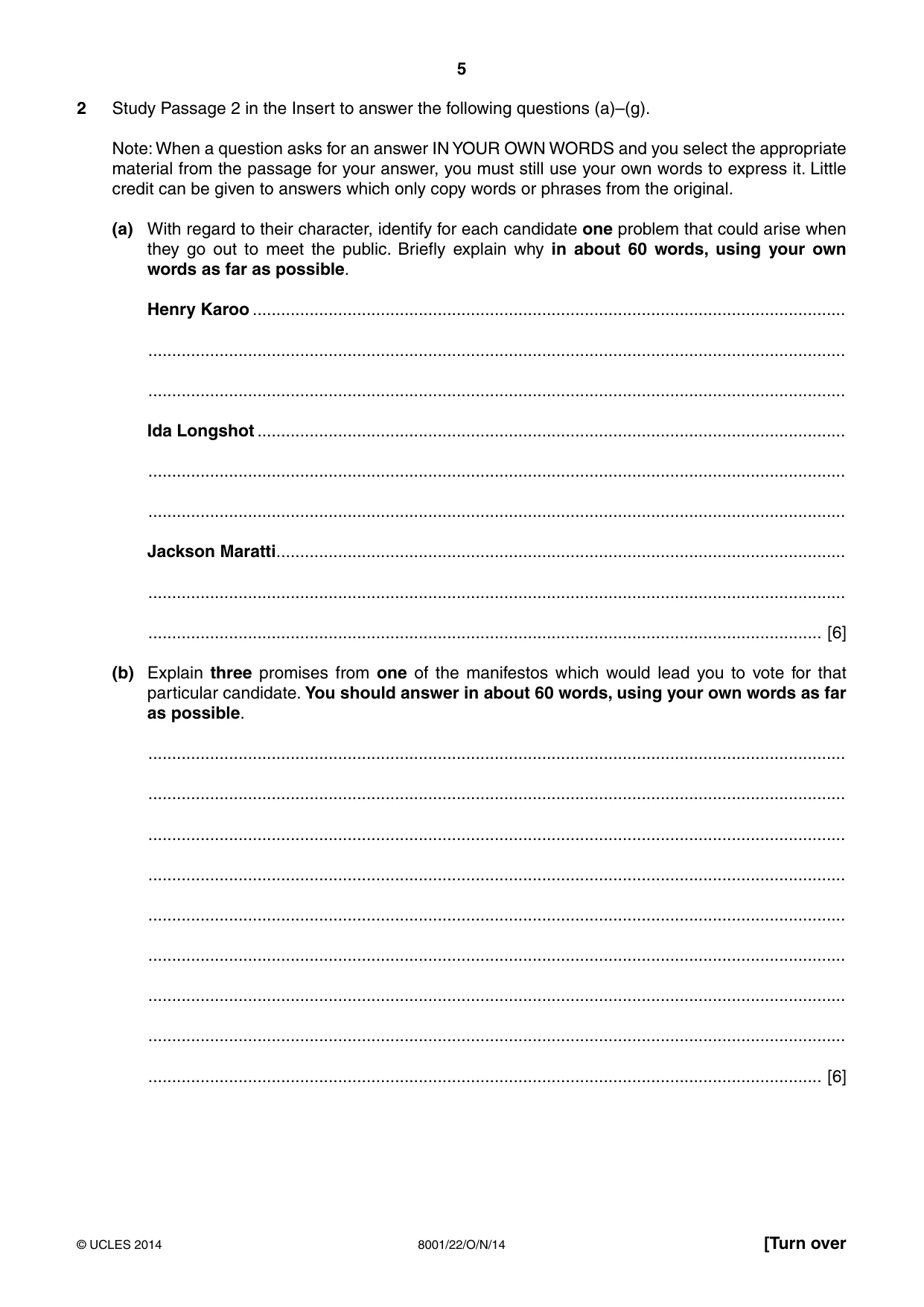 Cambridge A Level General Paper (AS Level only) 8001 2014 Oct/Nov Paper 2 · Variant 2 question paper, page 5 of 12