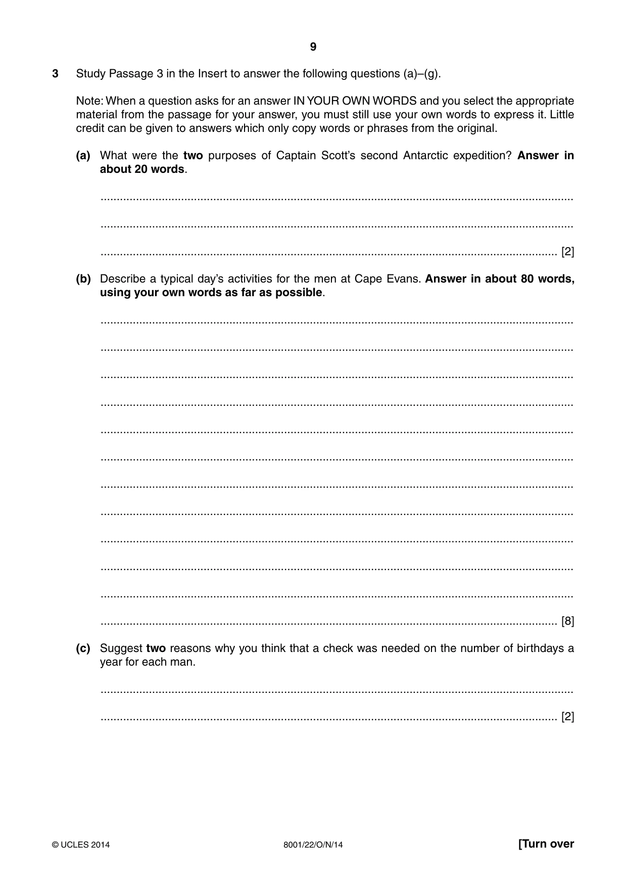 Cambridge A Level General Paper (AS Level only) 8001 2014 Oct/Nov Paper 2 · Variant 2 question paper, page 9 of 12
