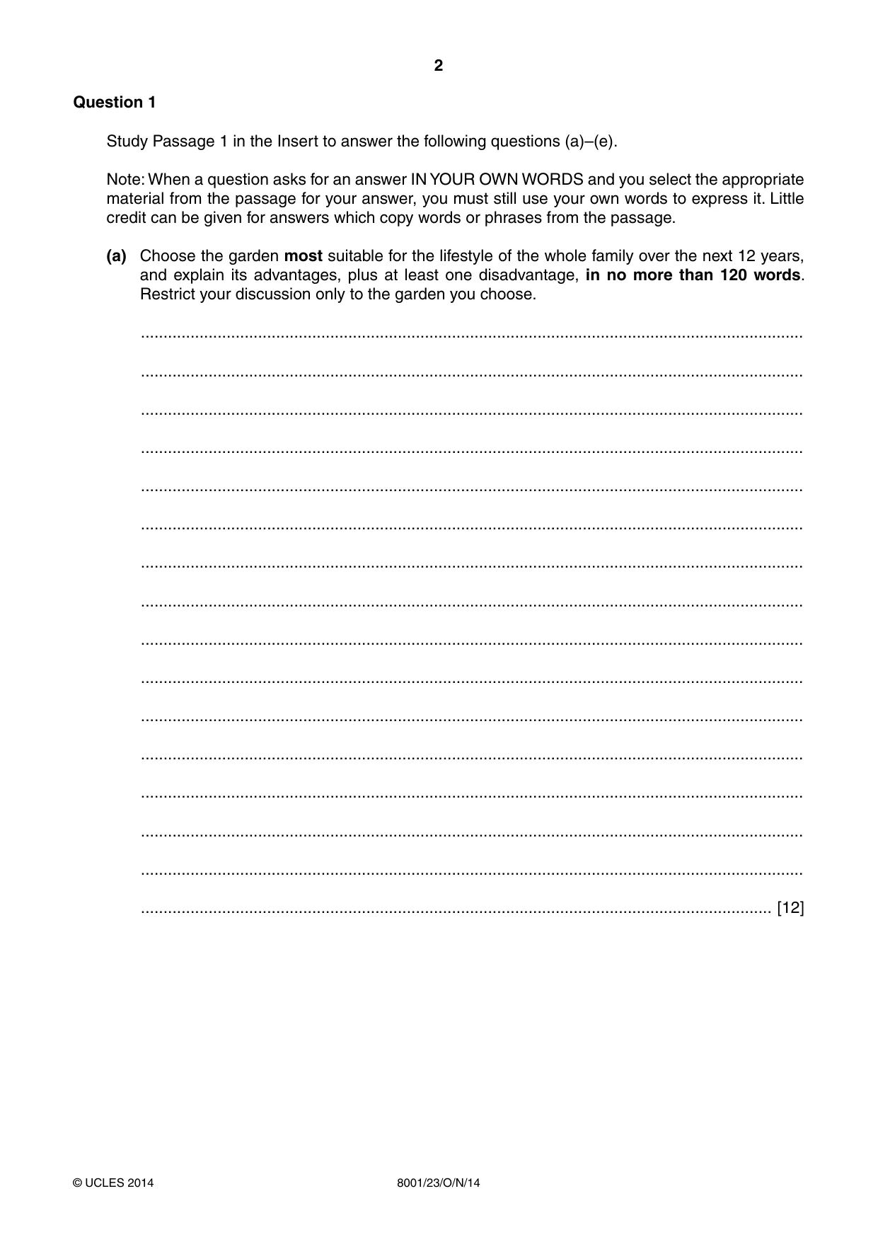 Cambridge A Level General Paper (AS Level only) 8001 2014 Oct/Nov Paper 2 · Variant 3 question paper, page 2 of 12
