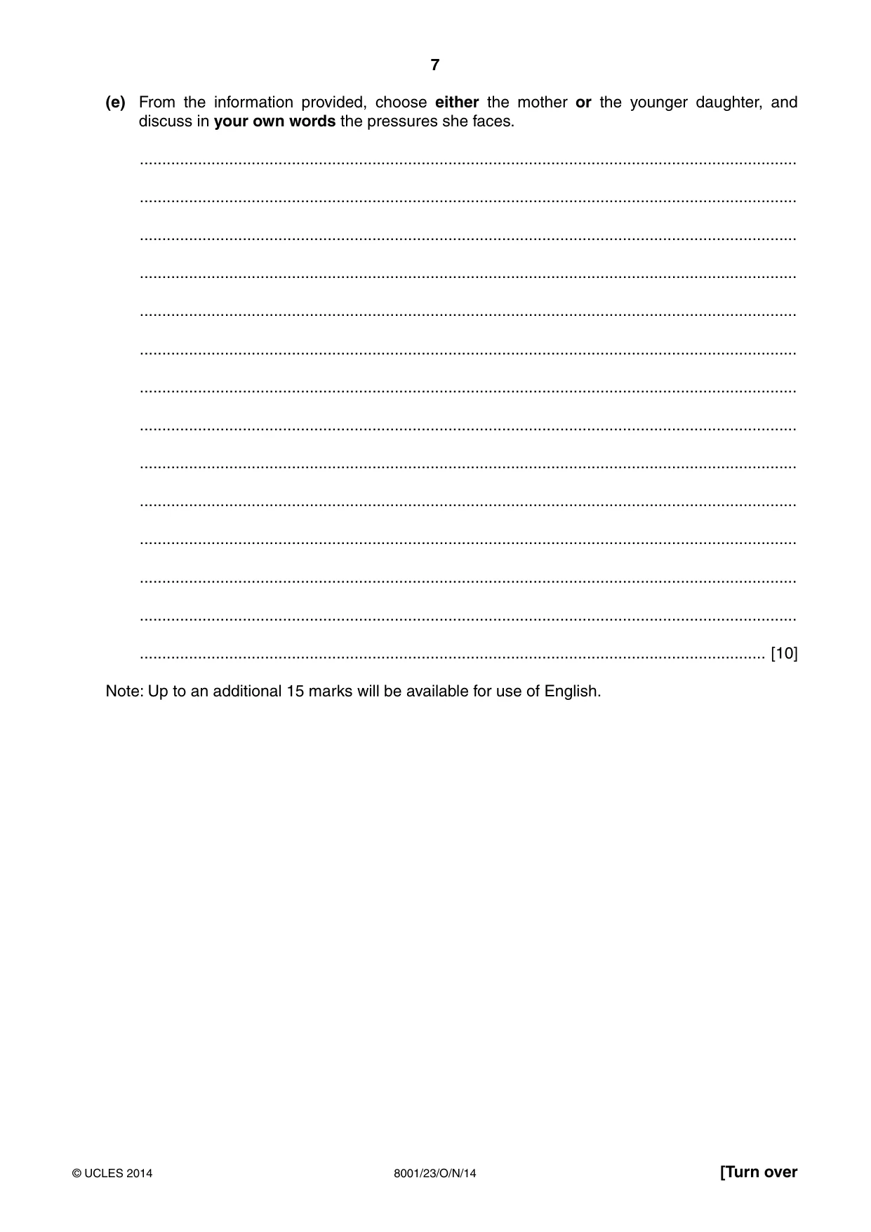 Cambridge A Level General Paper (AS Level only) 8001 2014 Oct/Nov Paper 2 · Variant 3 question paper, page 7 of 12