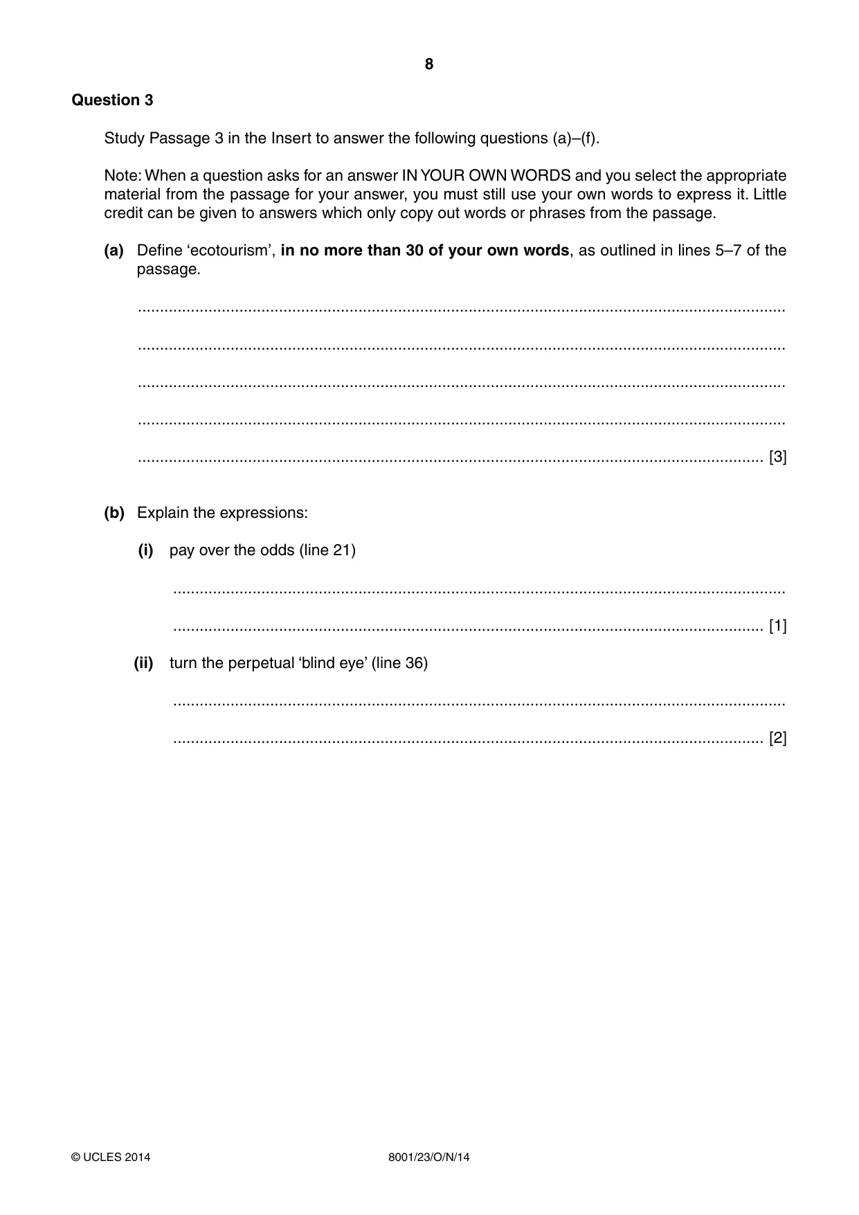 Cambridge A Level General Paper (AS Level only) 8001 2014 Oct/Nov Paper 2 · Variant 3 question paper, page 8 of 12