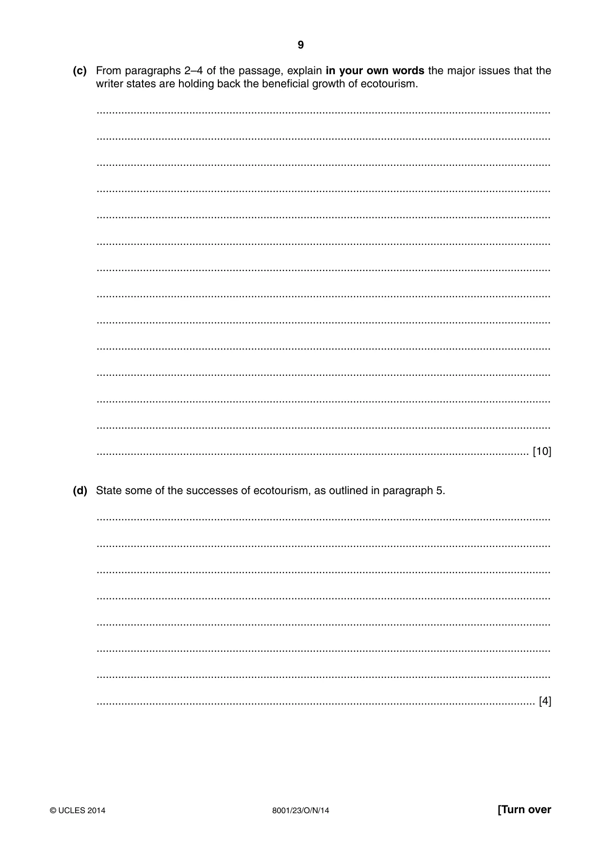Cambridge A Level General Paper (AS Level only) 8001 2014 Oct/Nov Paper 2 · Variant 3 question paper, page 9 of 12