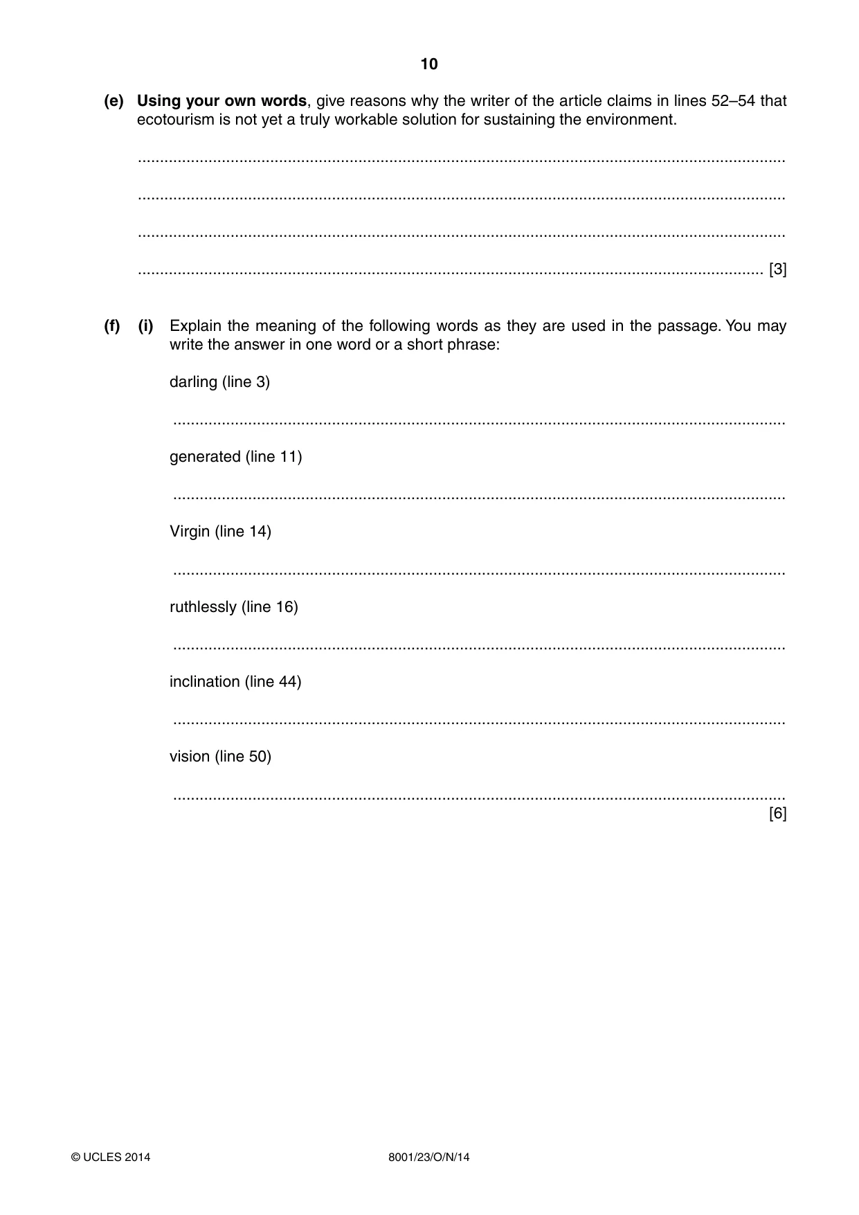 Cambridge A Level General Paper (AS Level only) 8001 2014 Oct/Nov Paper 2 · Variant 3 question paper, page 10 of 12