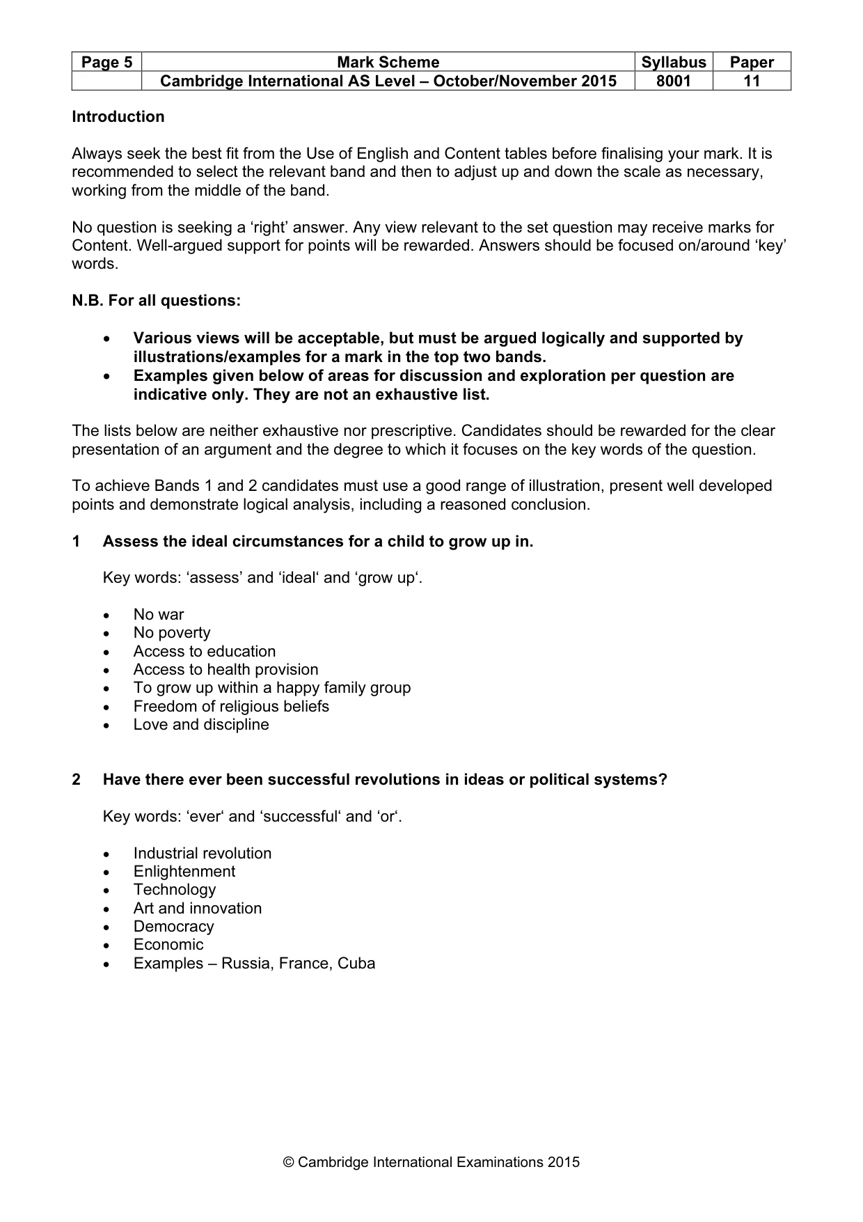 Mark scheme, page 5 of 7