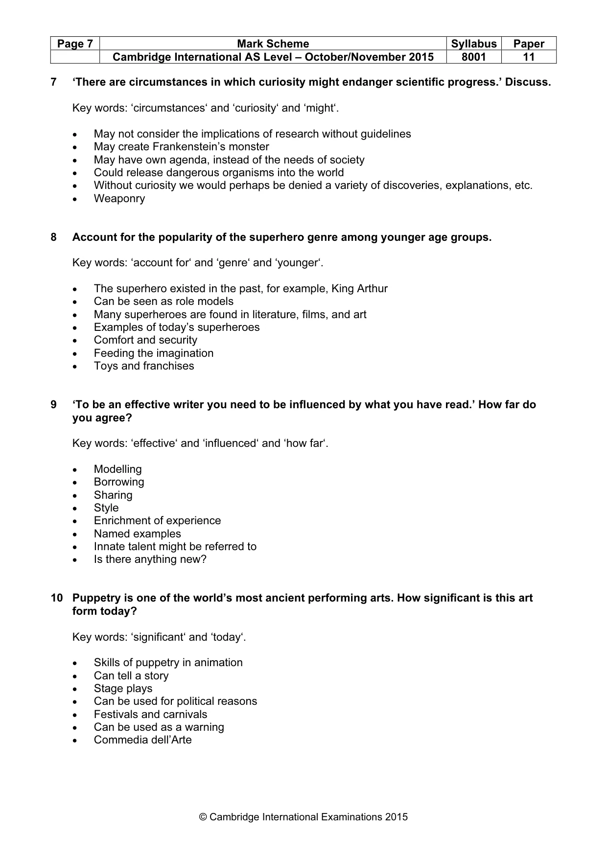 Mark scheme, page 7 of 7
