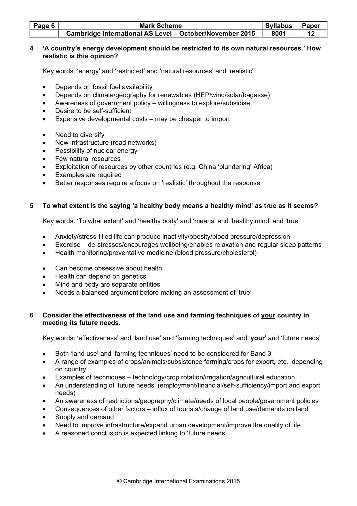 Mark scheme, page 6 of 8