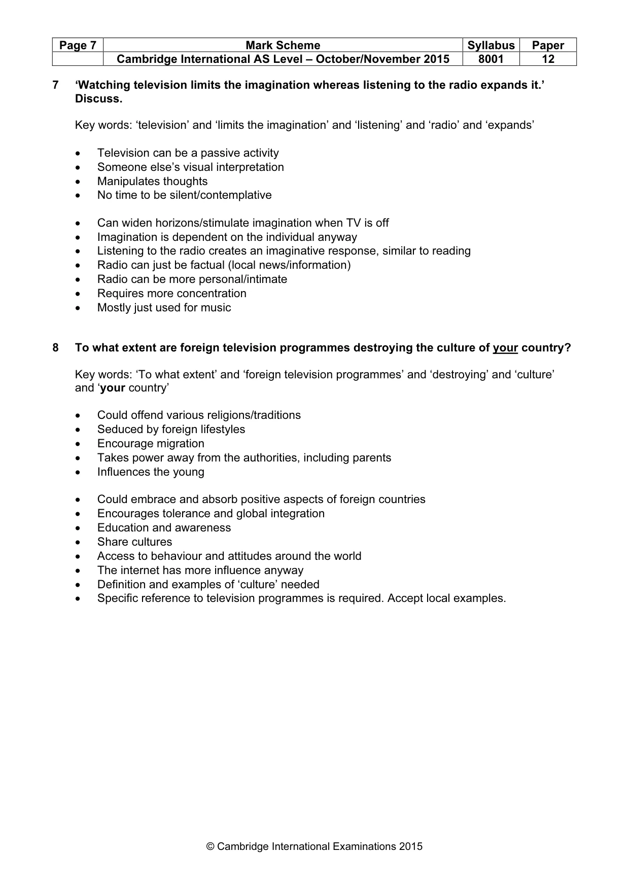 Mark scheme, page 7 of 8