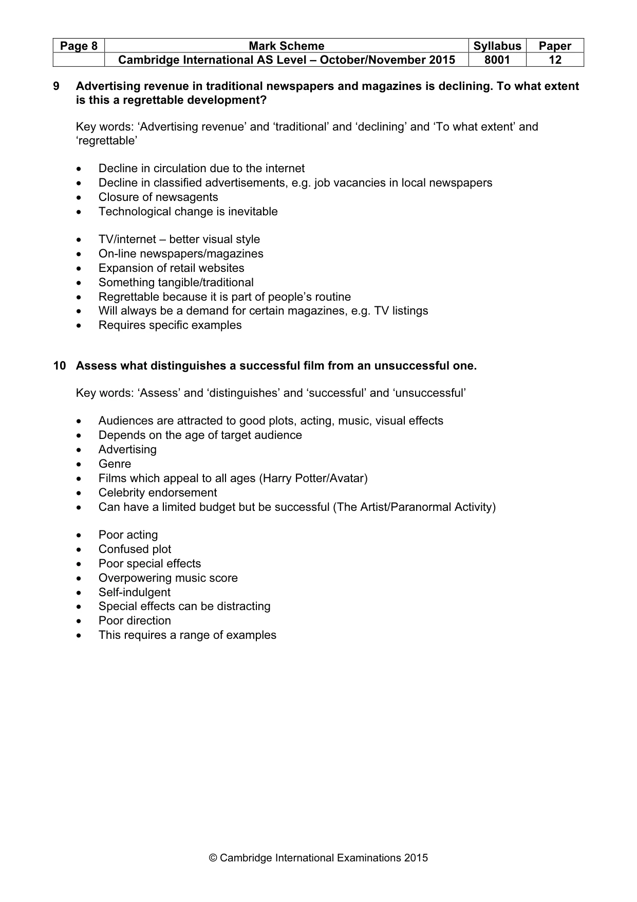 Mark scheme, page 8 of 8