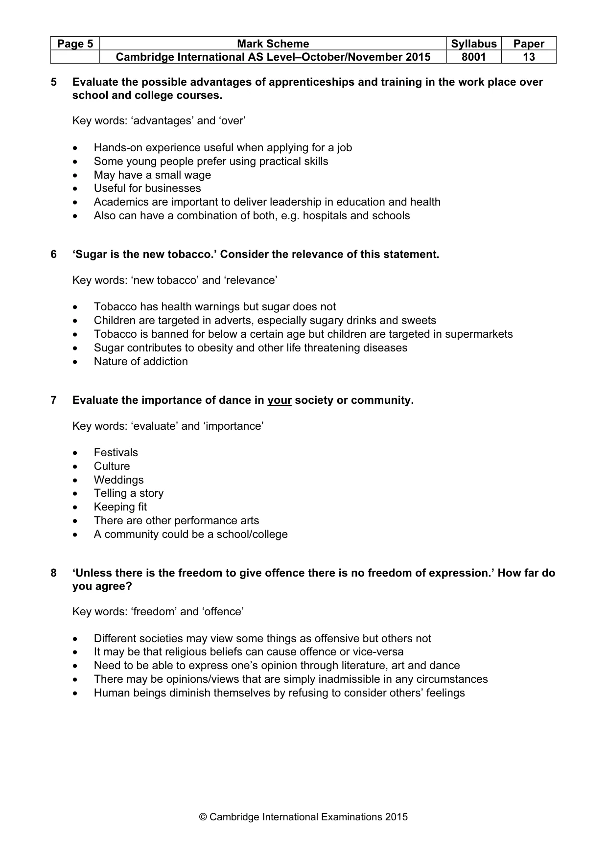 Mark scheme, page 5 of 6
