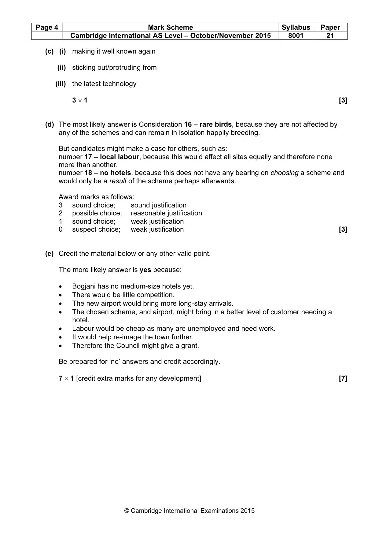 Mark scheme, page 4 of 8