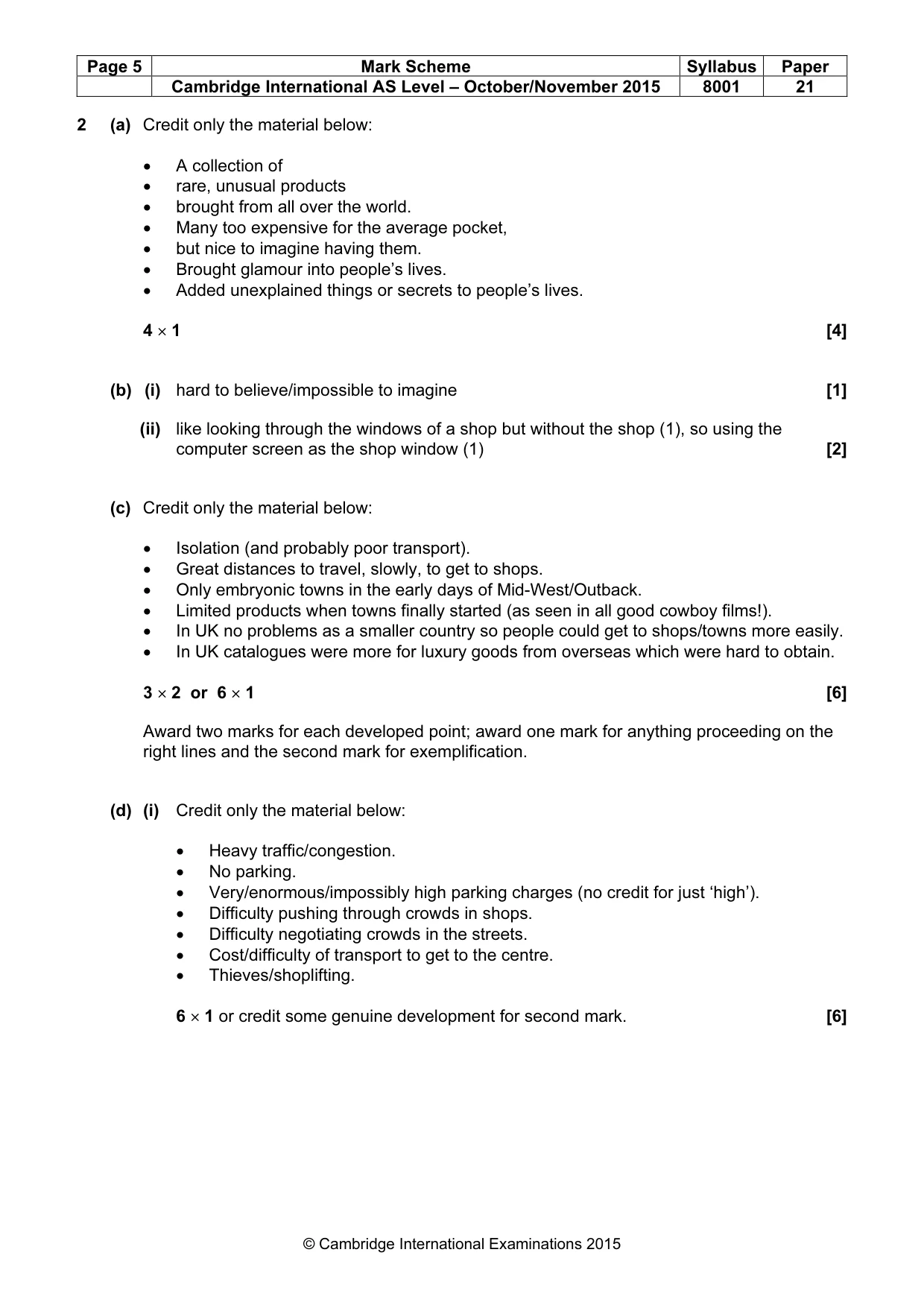 Mark scheme, page 5 of 8