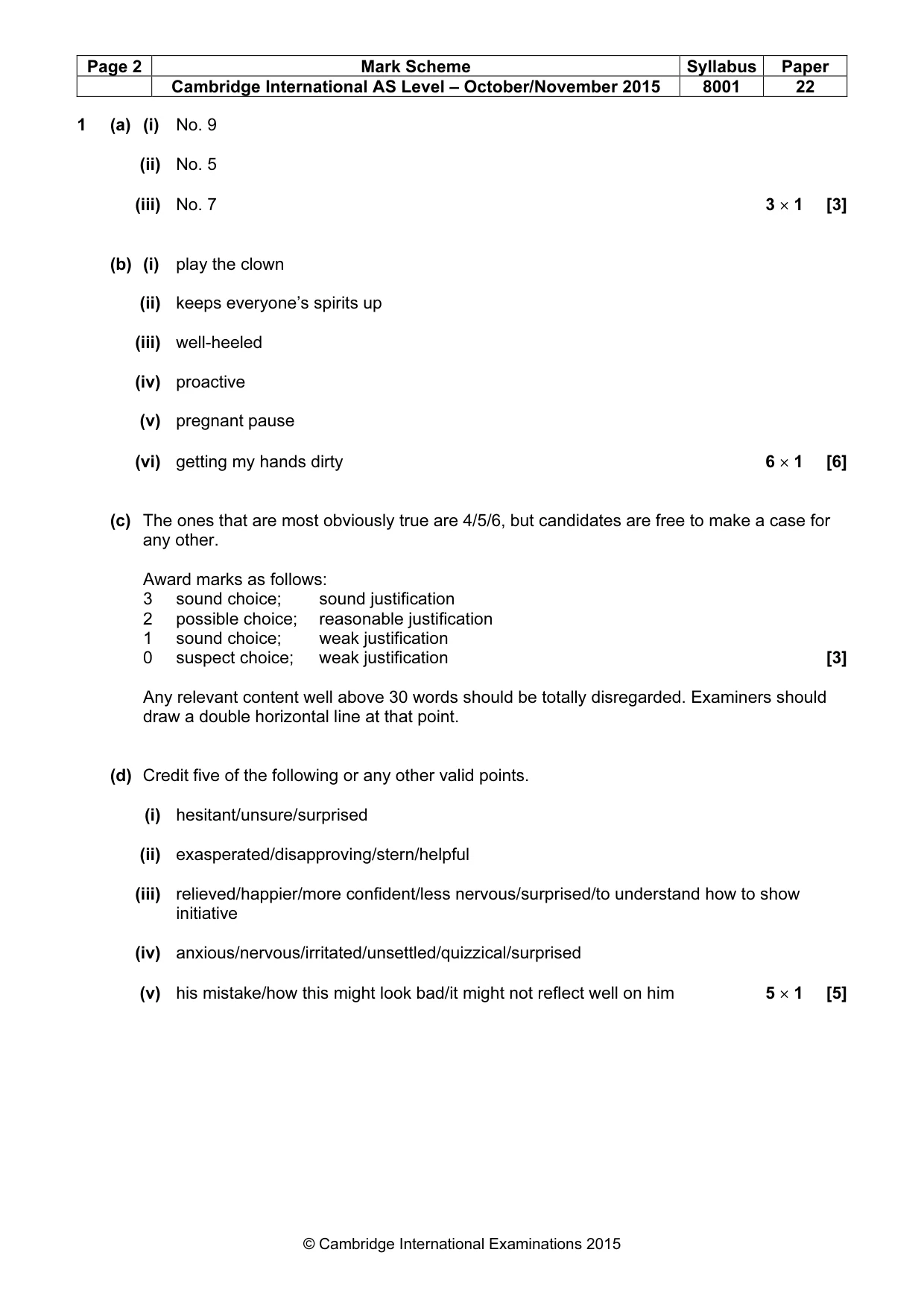 Mark scheme, page 2 of 8