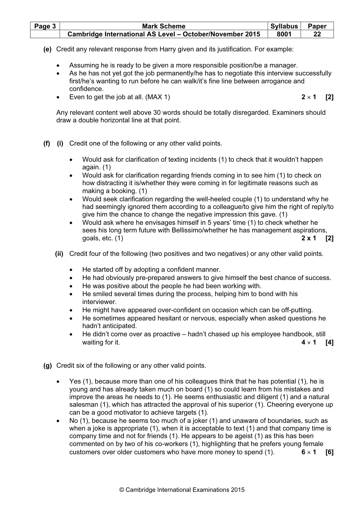 Mark scheme, page 3 of 8