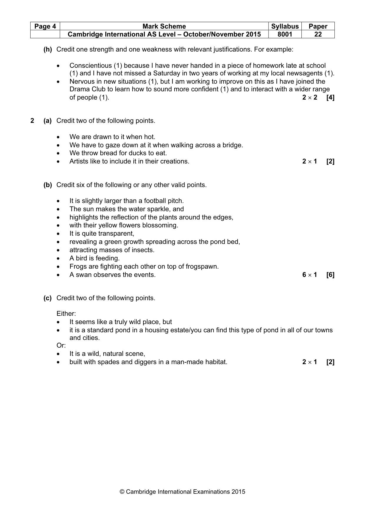 Mark scheme, page 4 of 8