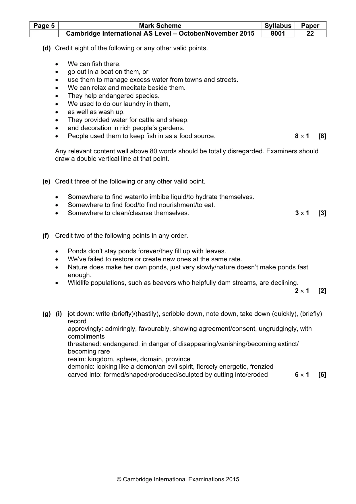 Mark scheme, page 5 of 8