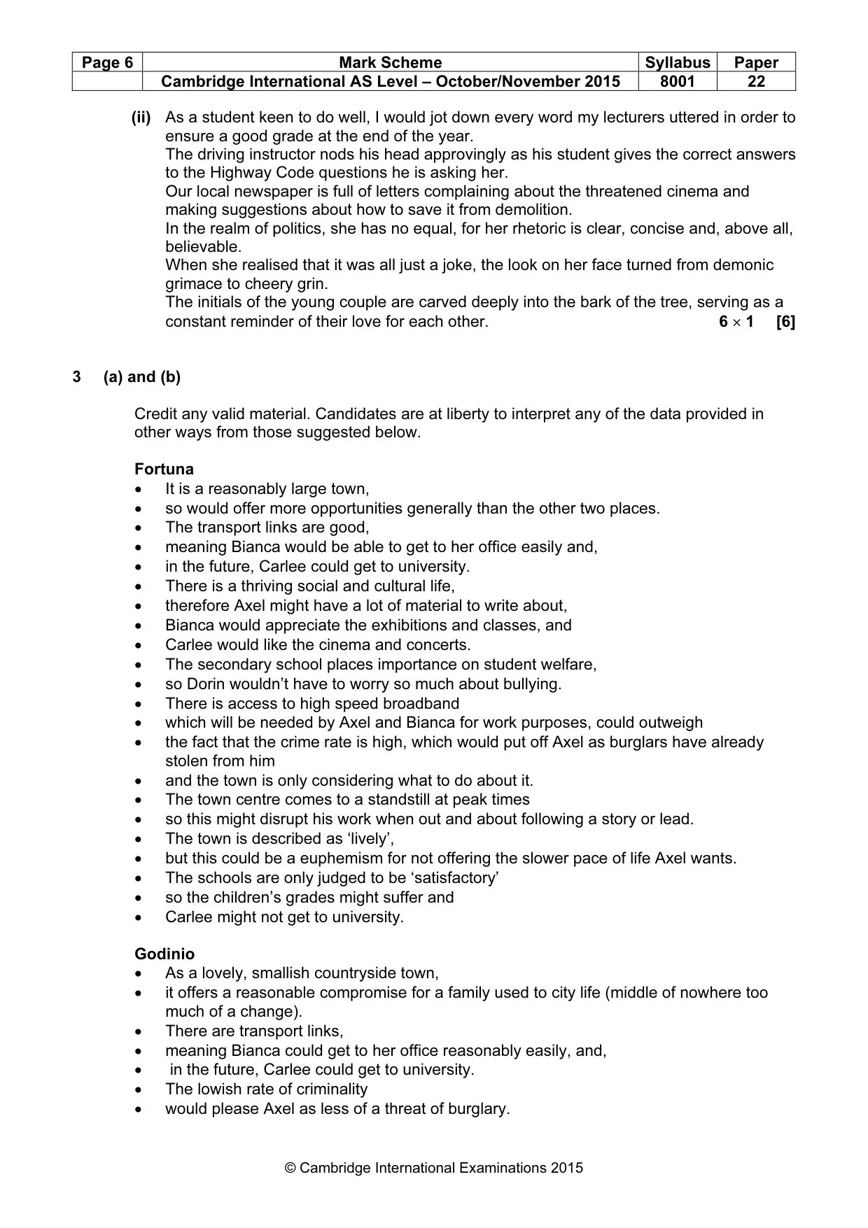 Mark scheme, page 6 of 8