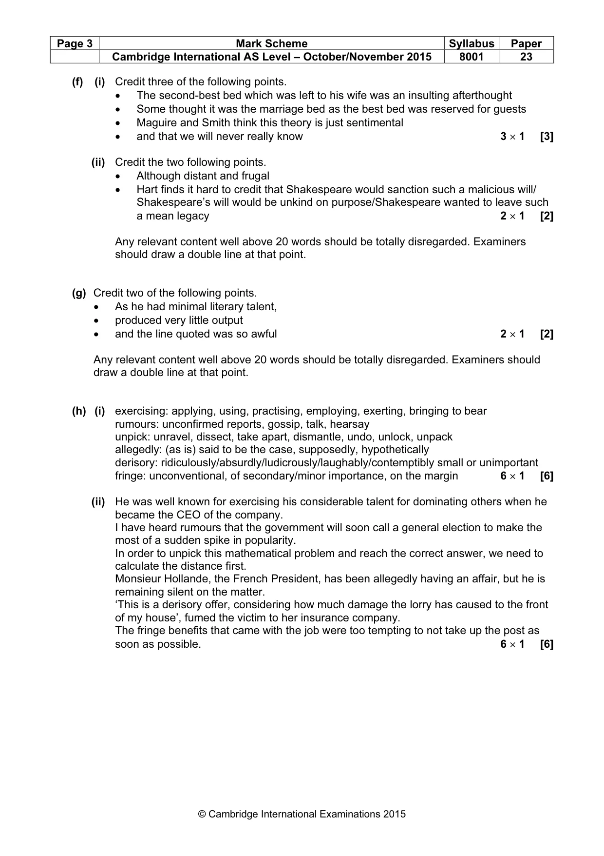 Mark scheme, page 3 of 8