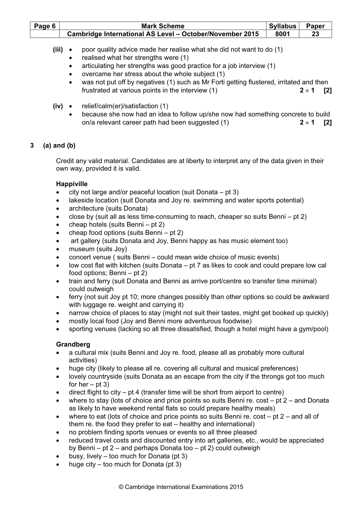 Mark scheme, page 6 of 8