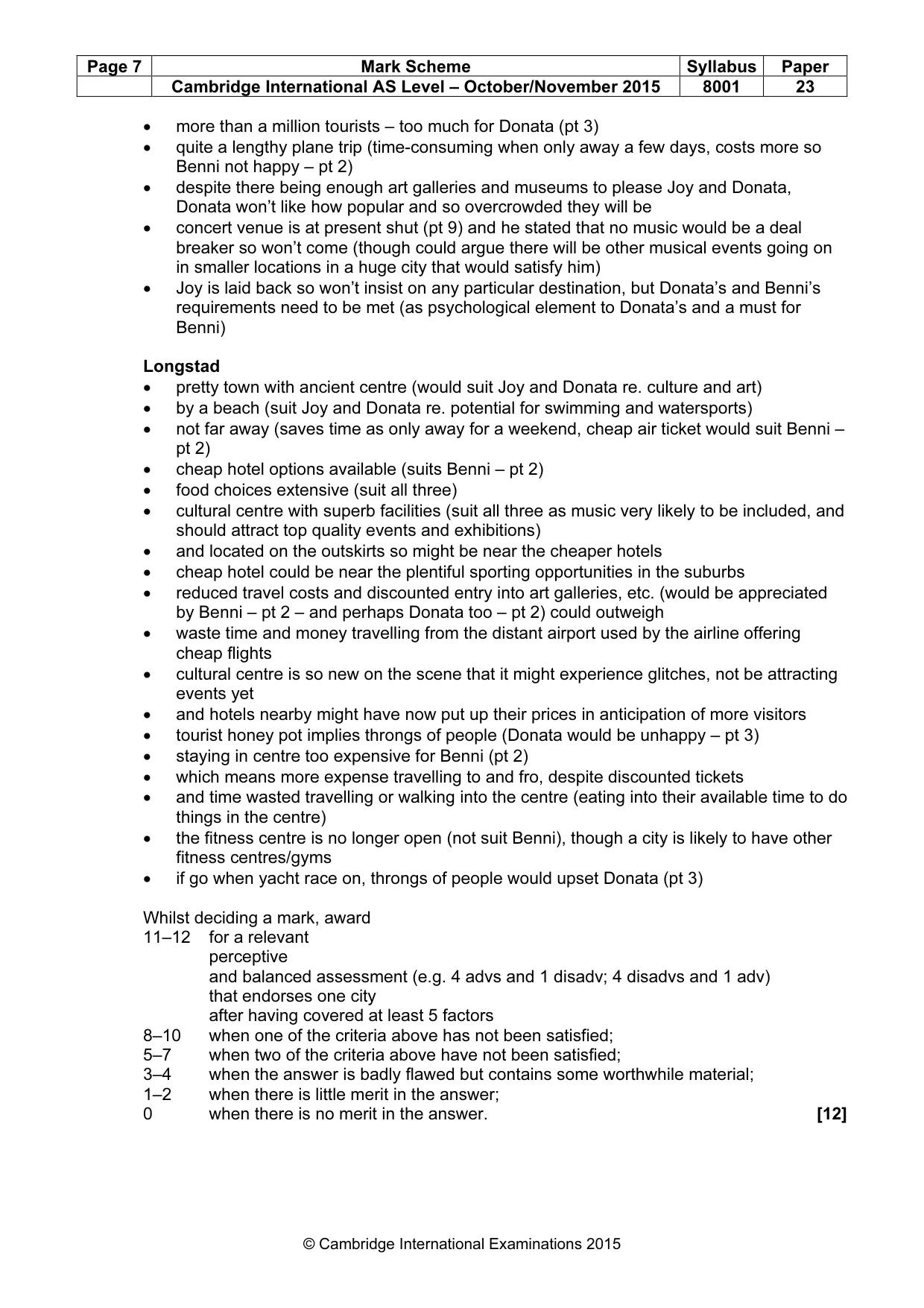 Mark scheme, page 7 of 8