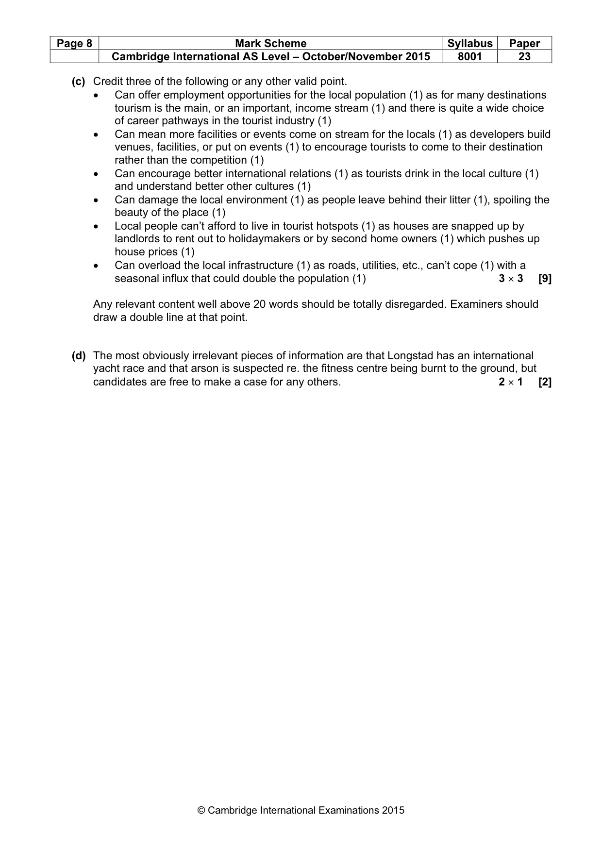 Mark scheme, page 8 of 8