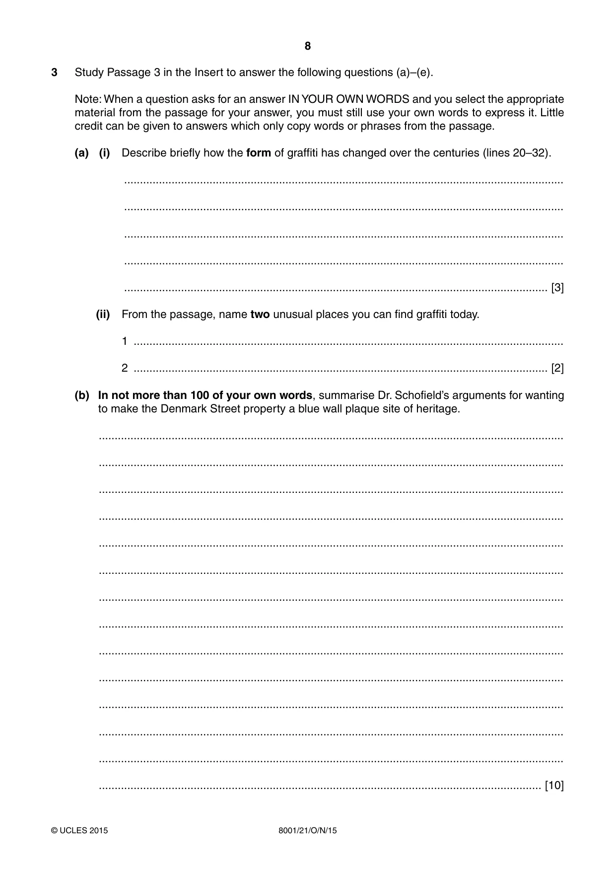 Cambridge A Level General Paper (AS Level only) 8001 2015 Oct/Nov Paper 2 · Variant 1 question paper, page 8 of 12